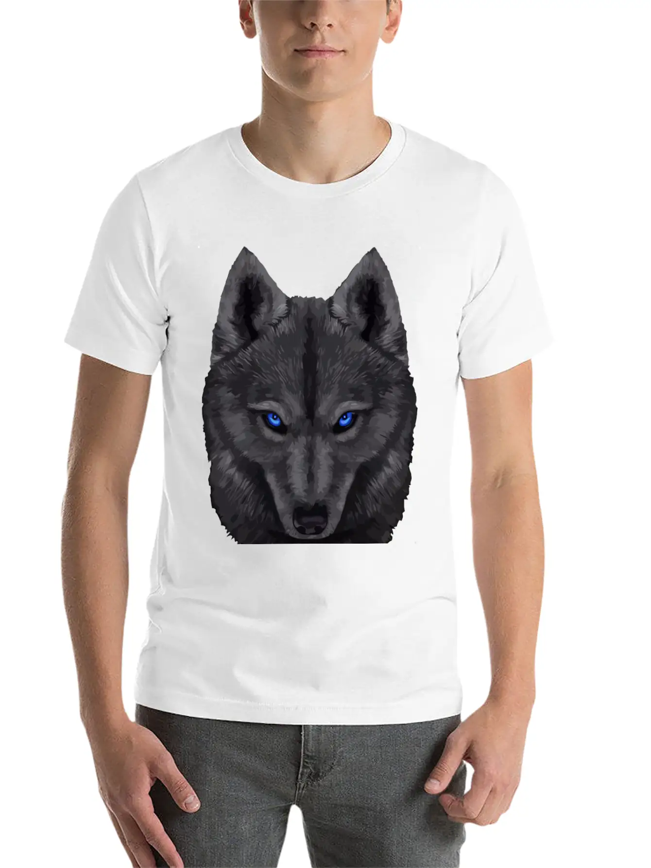 Black Wolf FaceGift Tee Unisex Short Sleeve Soft Cotton T-Shirt – Casual Everyday Wear
