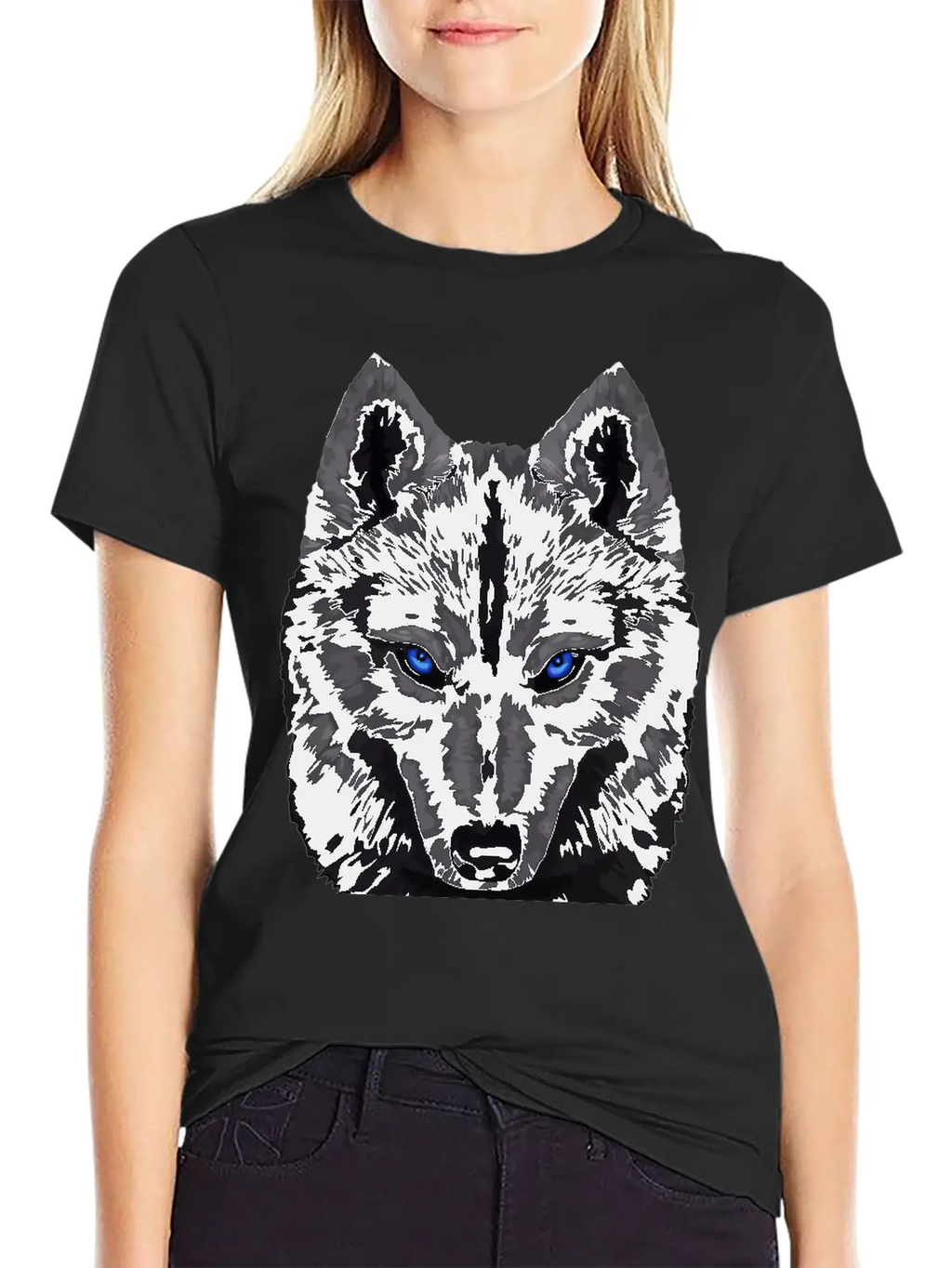 Black Wolf FaceGift Tee Unisex Short Sleeve Soft Cotton T-Shirt – Casual Everyday Wear