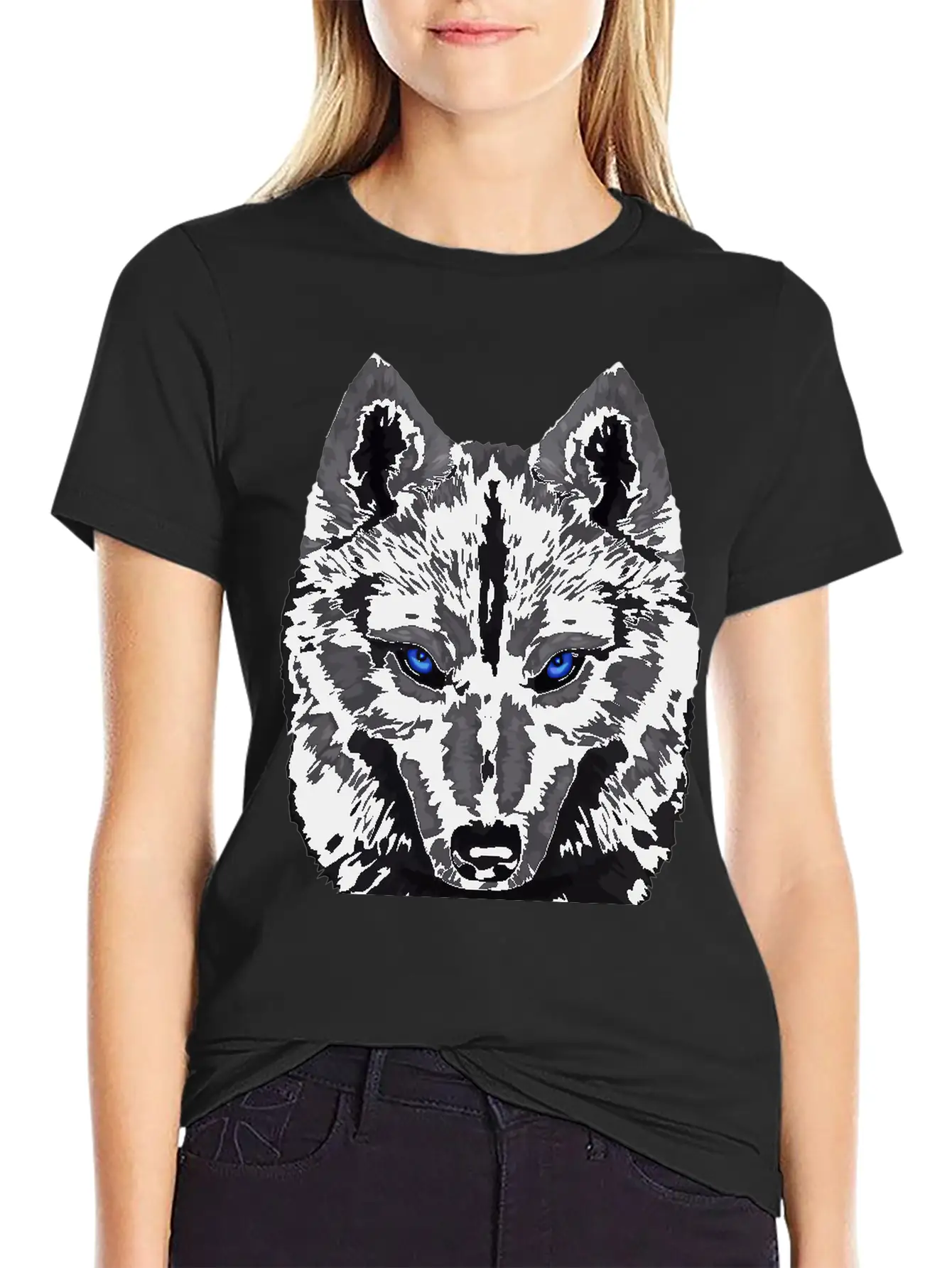 Black Wolf FaceGift Tee Unisex Short Sleeve Soft Cotton T-Shirt – Casual Everyday Wear