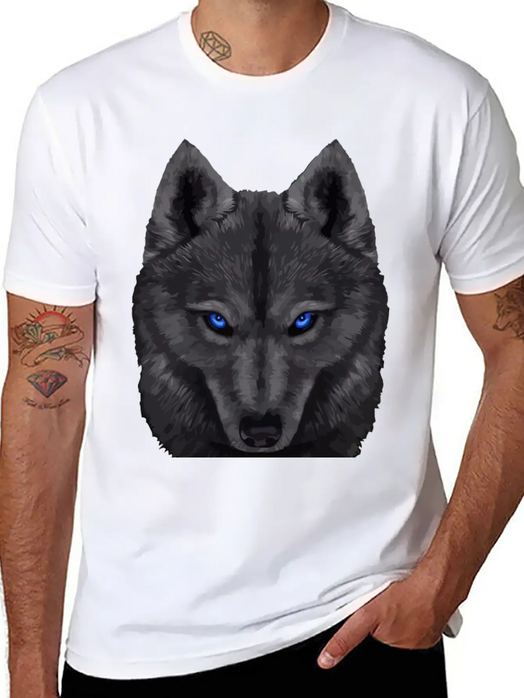 Black Wolf FaceGift Tee Unisex Short Sleeve Soft Cotton T-Shirt – Casual Everyday Wear