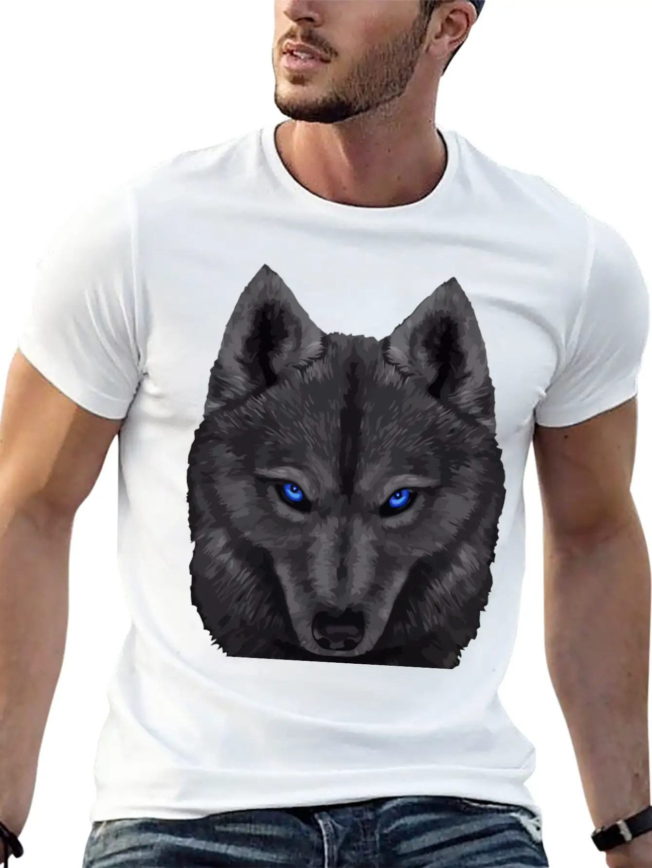 Black Wolf FaceGift Tee Unisex Short Sleeve Soft Cotton T-Shirt – Casual Everyday Wear