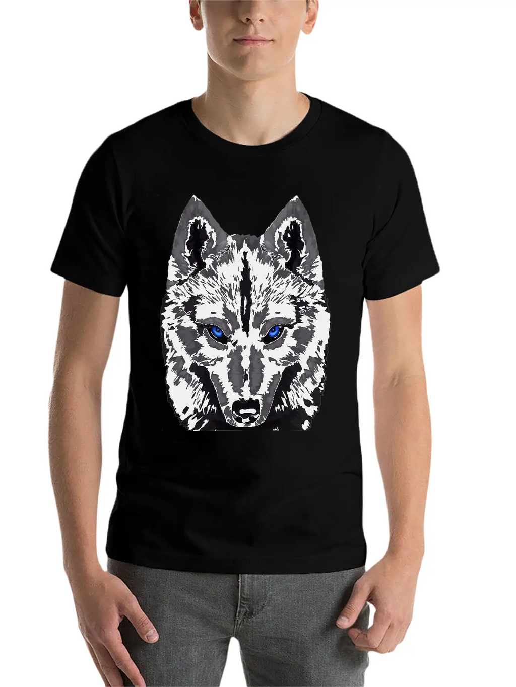 Black Wolf FaceGift Tee Unisex Short Sleeve Soft Cotton T-Shirt – Casual Everyday Wear