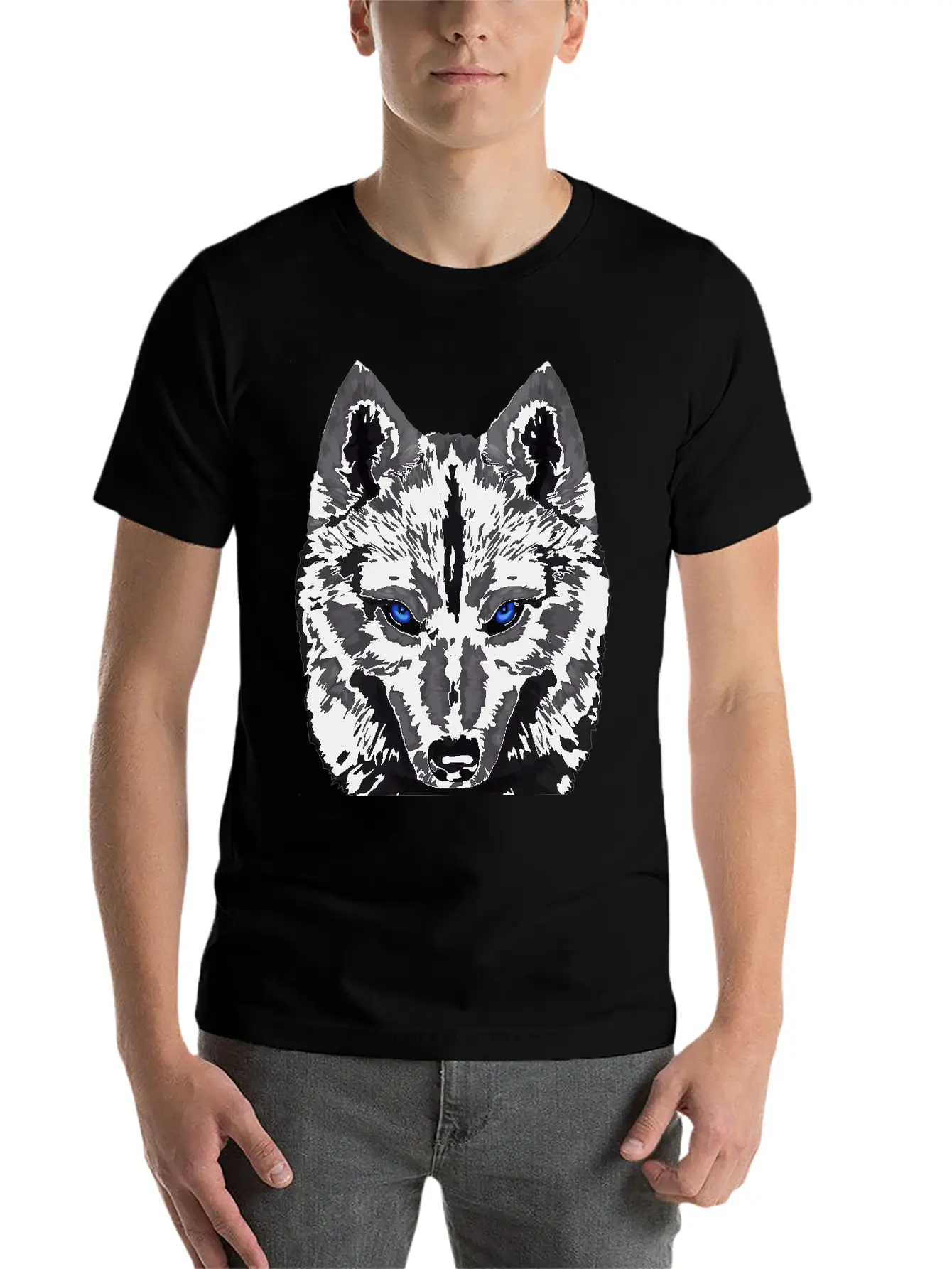 Black Wolf FaceGift Tee Unisex Short Sleeve Soft Cotton T-Shirt – Casual Everyday Wear