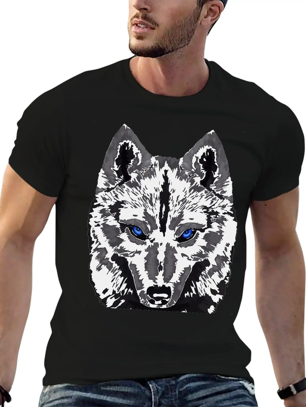 Black Wolf FaceGift Tee Unisex Short Sleeve Soft Cotton T-Shirt – Casual Everyday Wear
