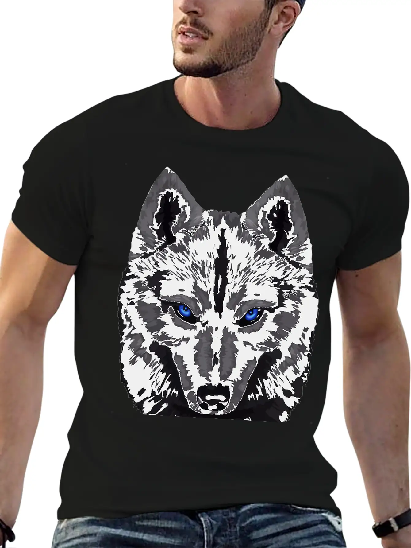 Black Wolf FaceGift Tee Unisex Short Sleeve Soft Cotton T-Shirt – Casual Everyday Wear