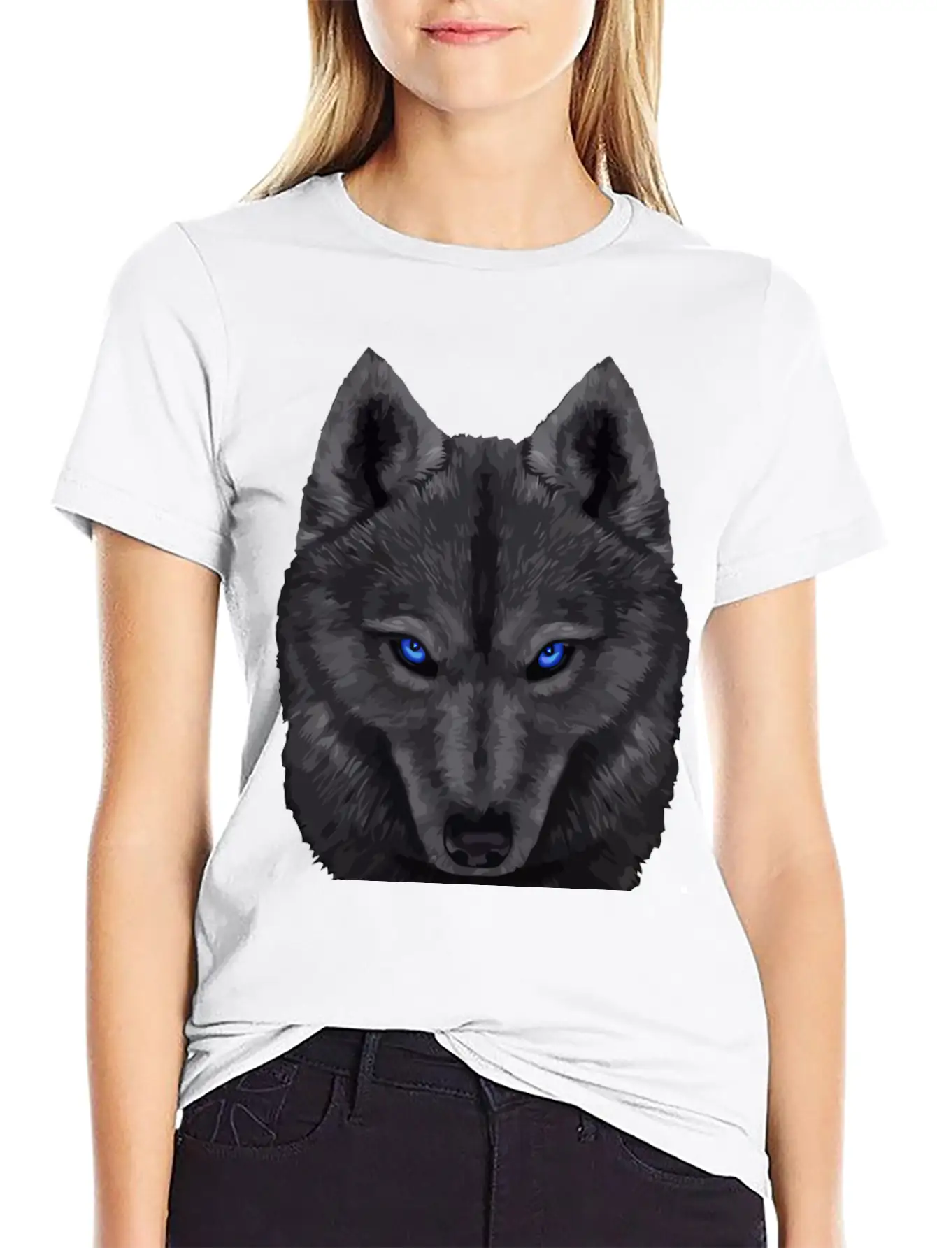 Black Wolf FaceGift Tee Unisex Short Sleeve Soft Cotton T-Shirt – Casual Everyday Wear