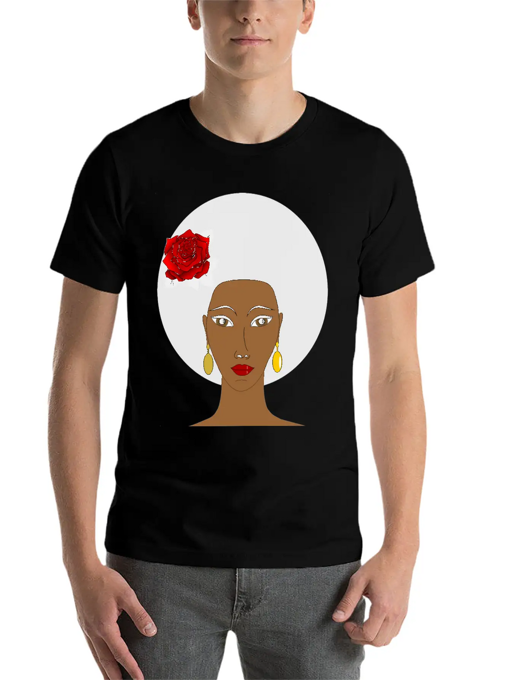 Black Woman With A Rose Breathable Soft Cotton T-Shirt – Timeless Casual Look