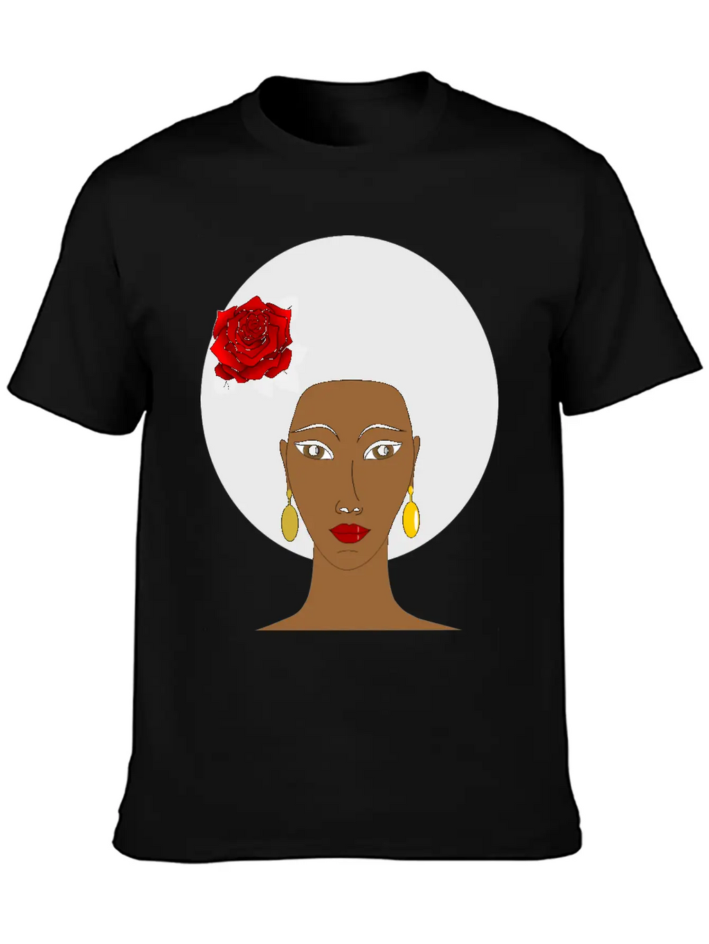 Black Woman With A Rose Breathable Soft Cotton T-Shirt – Timeless Casual Look