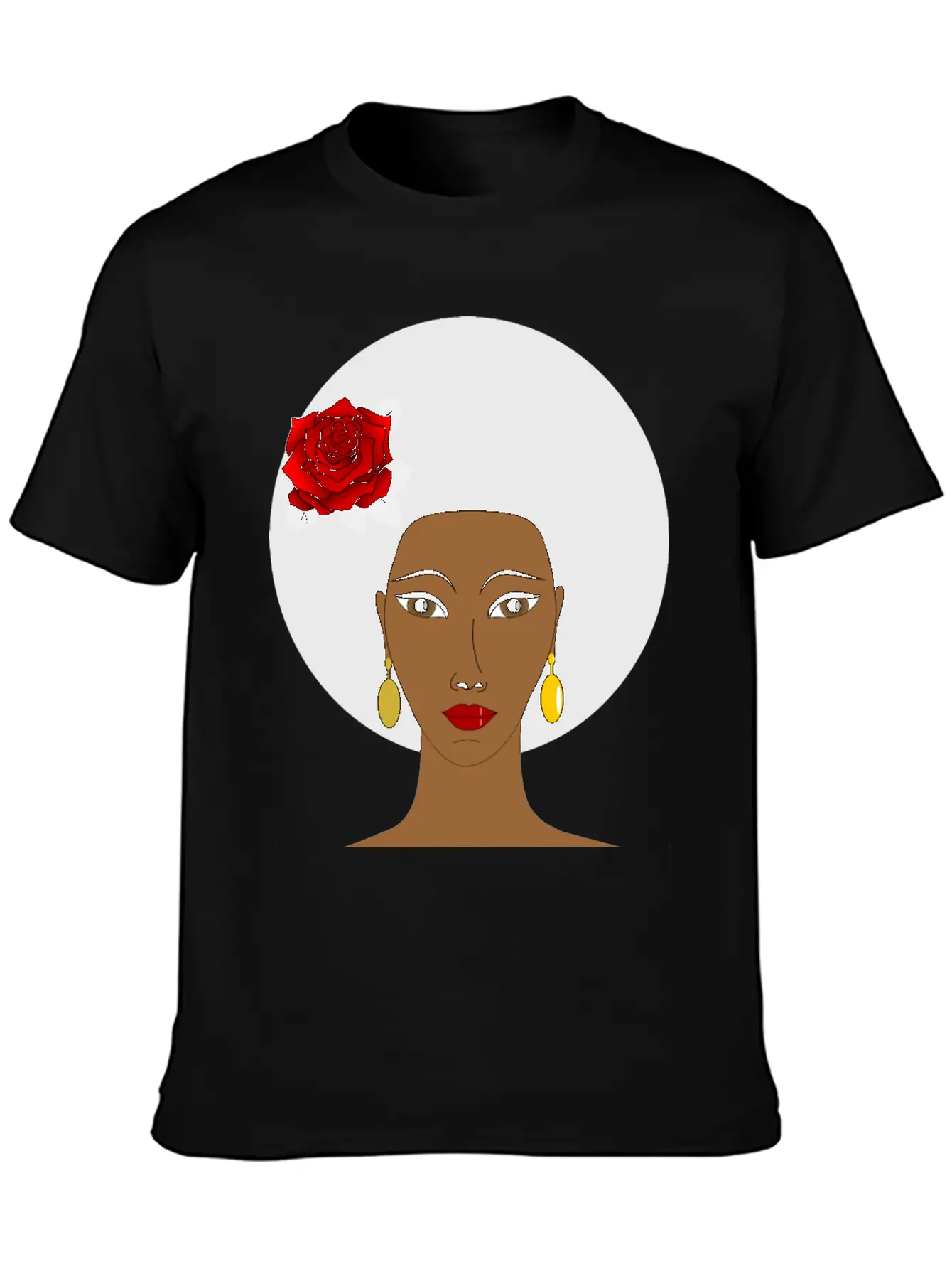 Black Woman With A Rose Breathable Soft Cotton T-Shirt – Timeless Casual Look