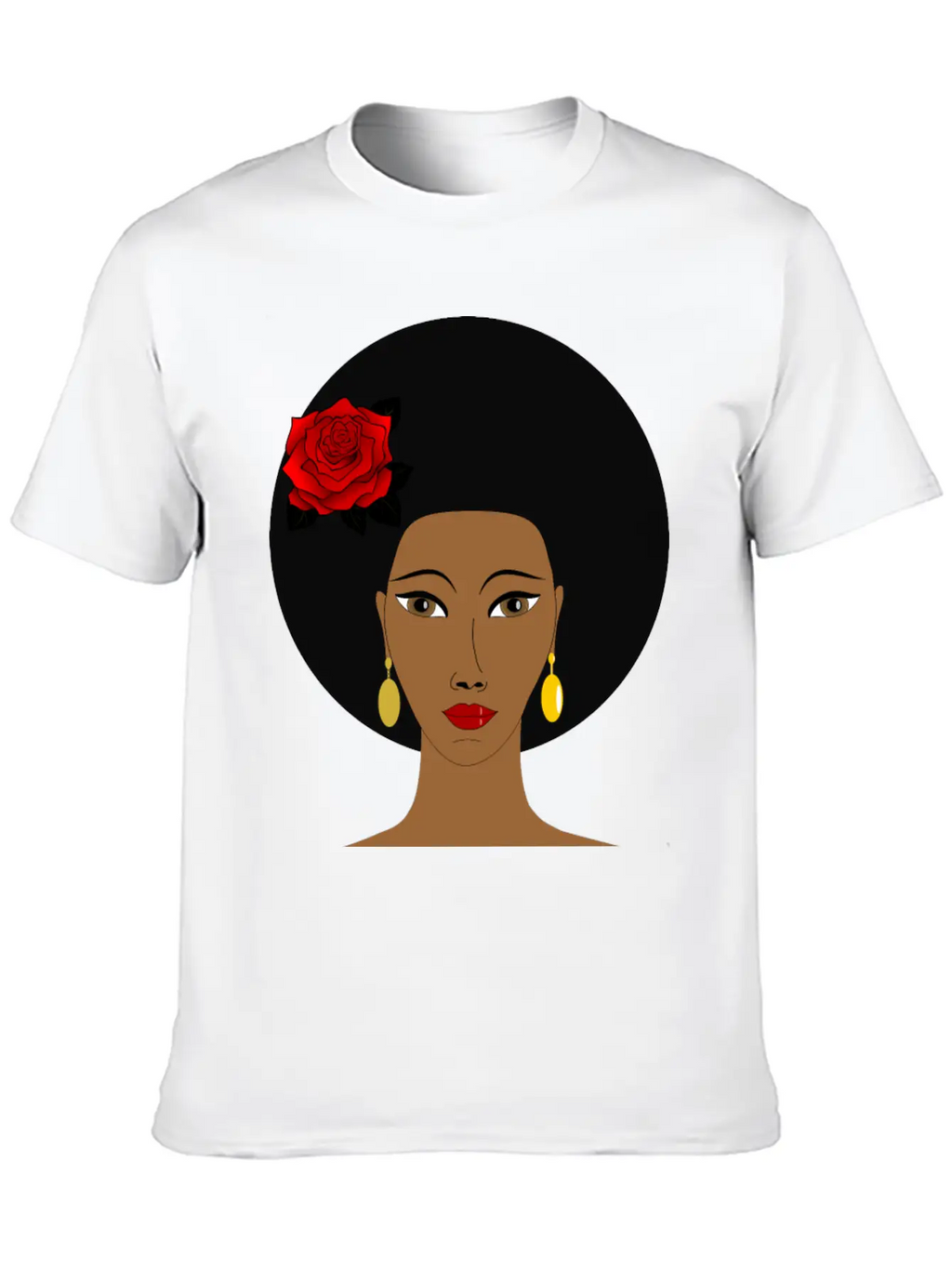 Black Woman With A Rose Breathable Soft Cotton T-Shirt – Timeless Casual Look