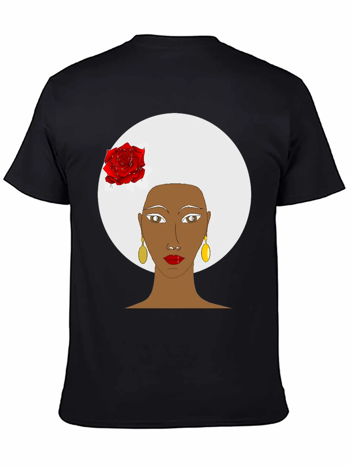 Black Woman With A Rose Breathable Soft Cotton T-Shirt – Timeless Casual Look