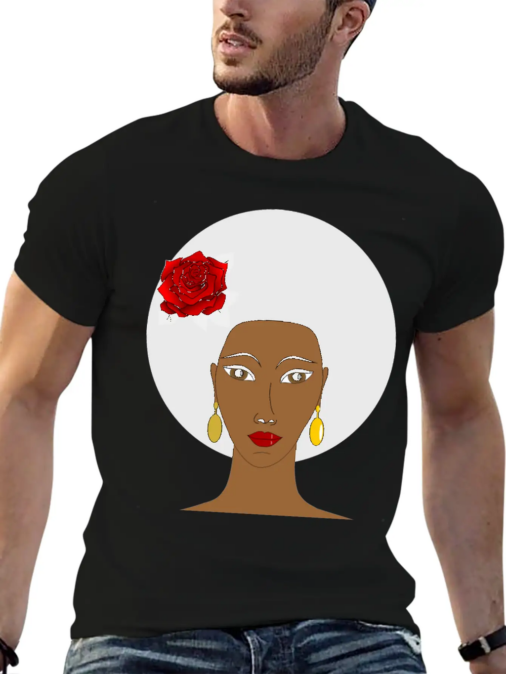Black Woman With A Rose Breathable Soft Cotton T-Shirt – Timeless Casual Look