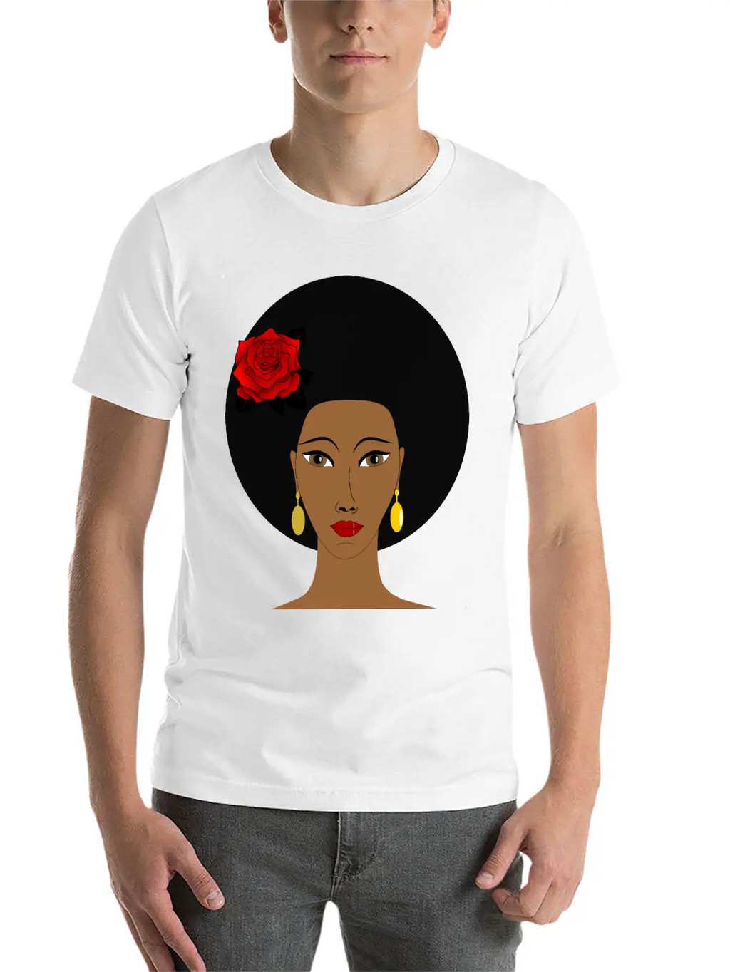Black Woman With A Rose Breathable Soft Cotton T-Shirt – Timeless Casual Look