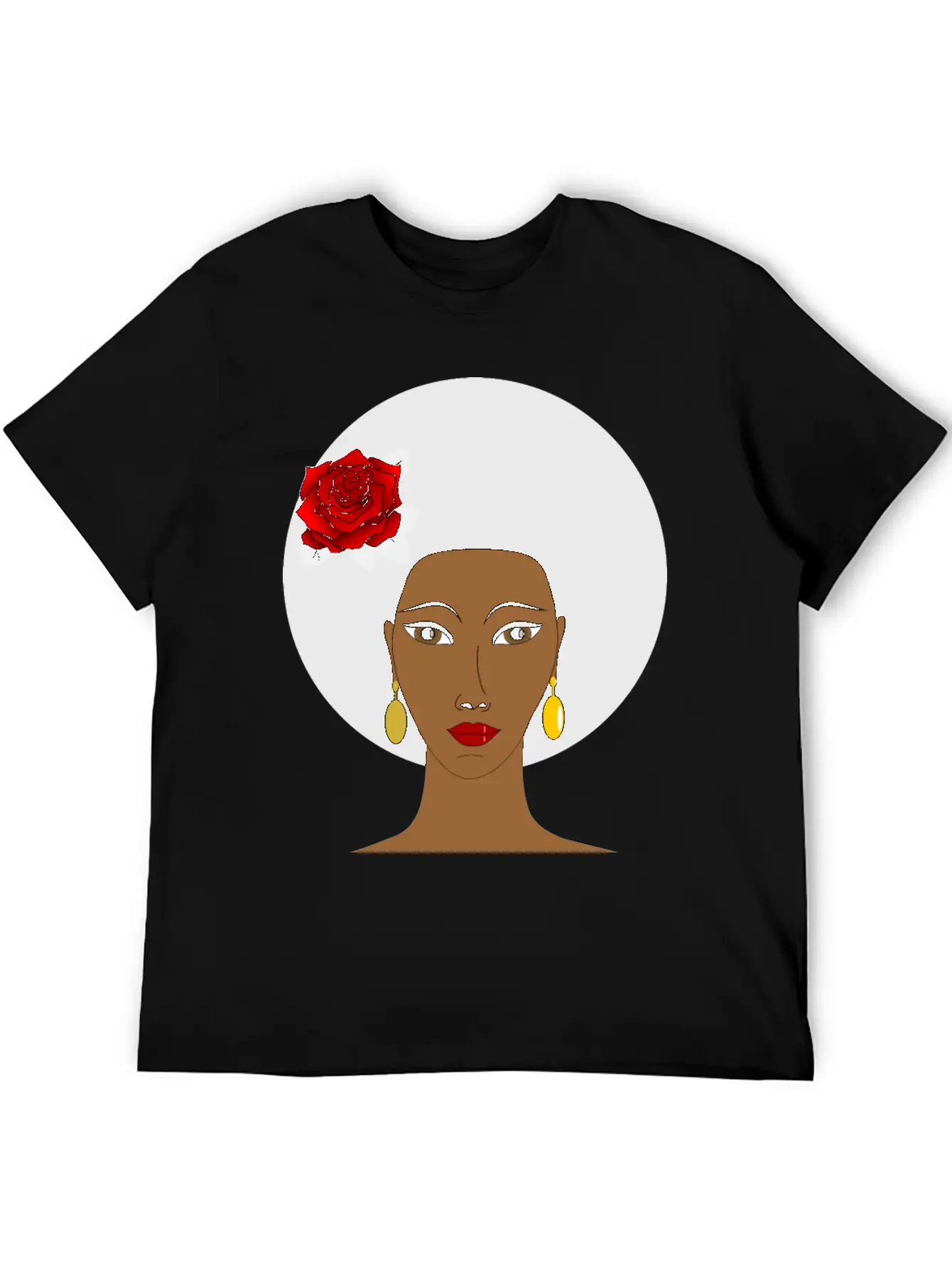 Black Woman With A Rose Breathable Soft Cotton T-Shirt – Timeless Casual Look
