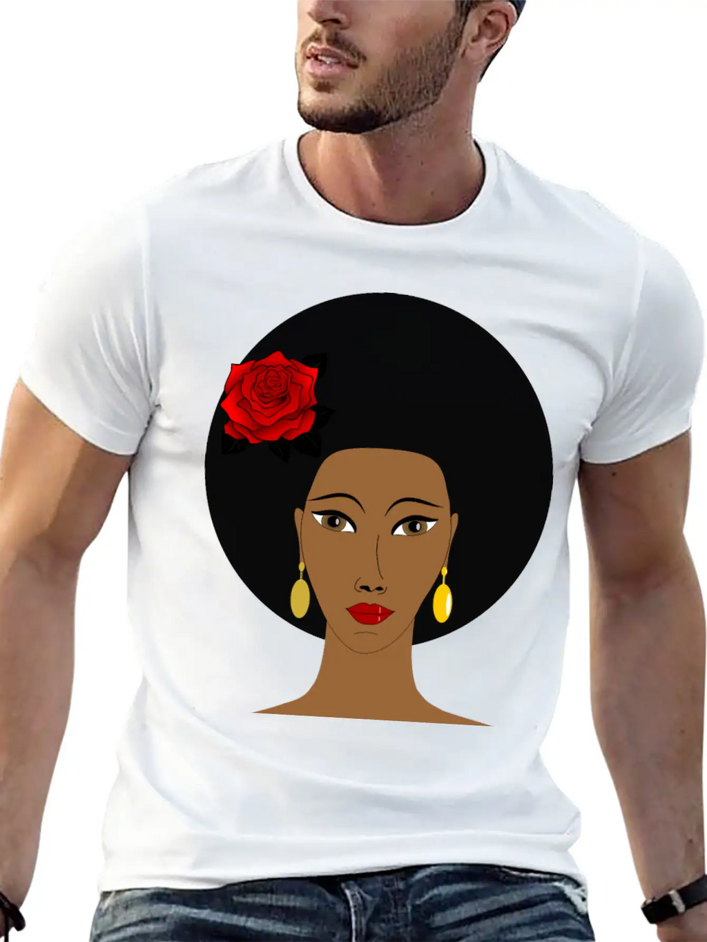 Black Woman With A Rose Breathable Soft Cotton T-Shirt – Timeless Casual Look