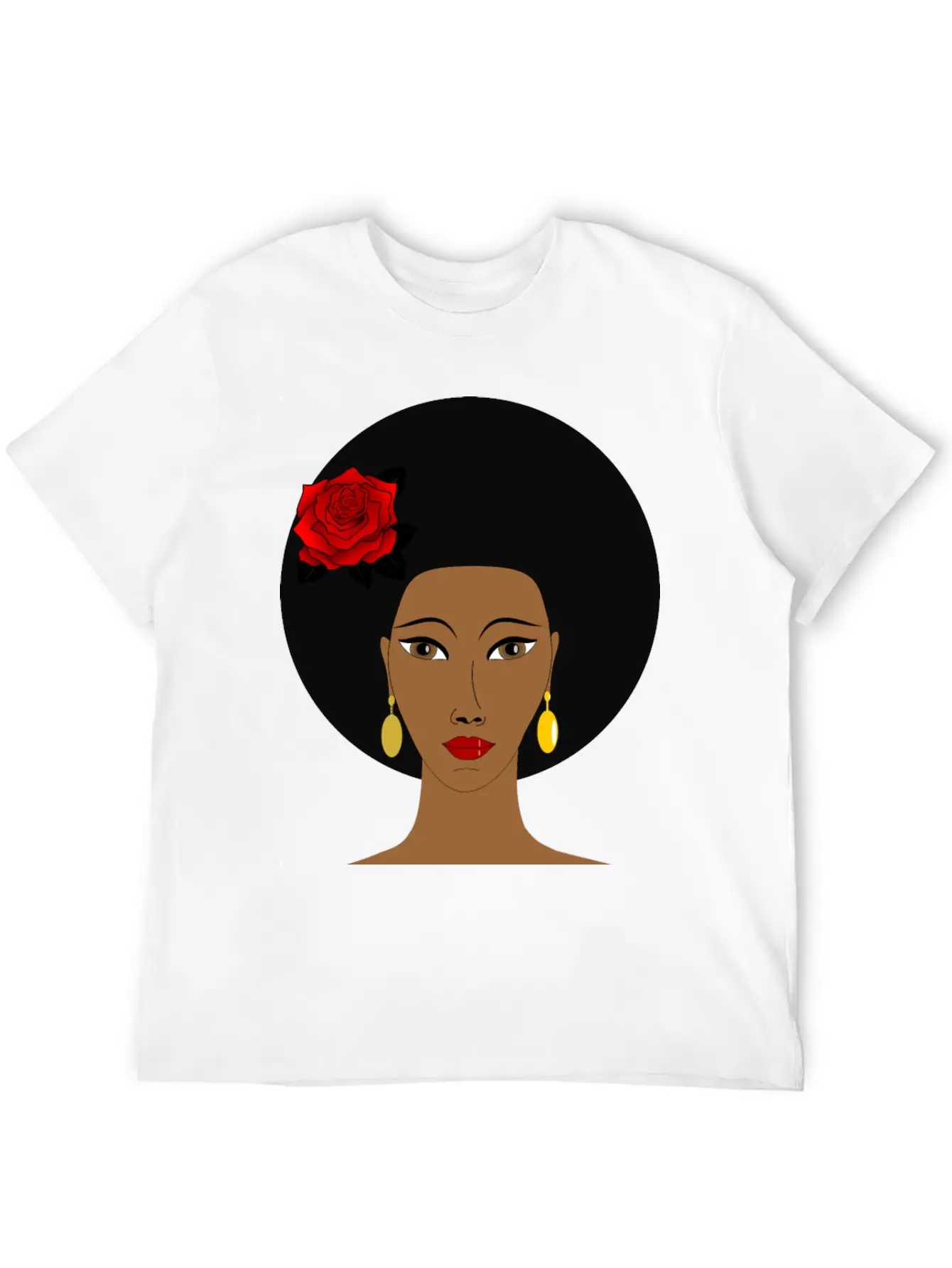 Black Woman With A Rose Breathable Soft Cotton T-Shirt – Timeless Casual Look