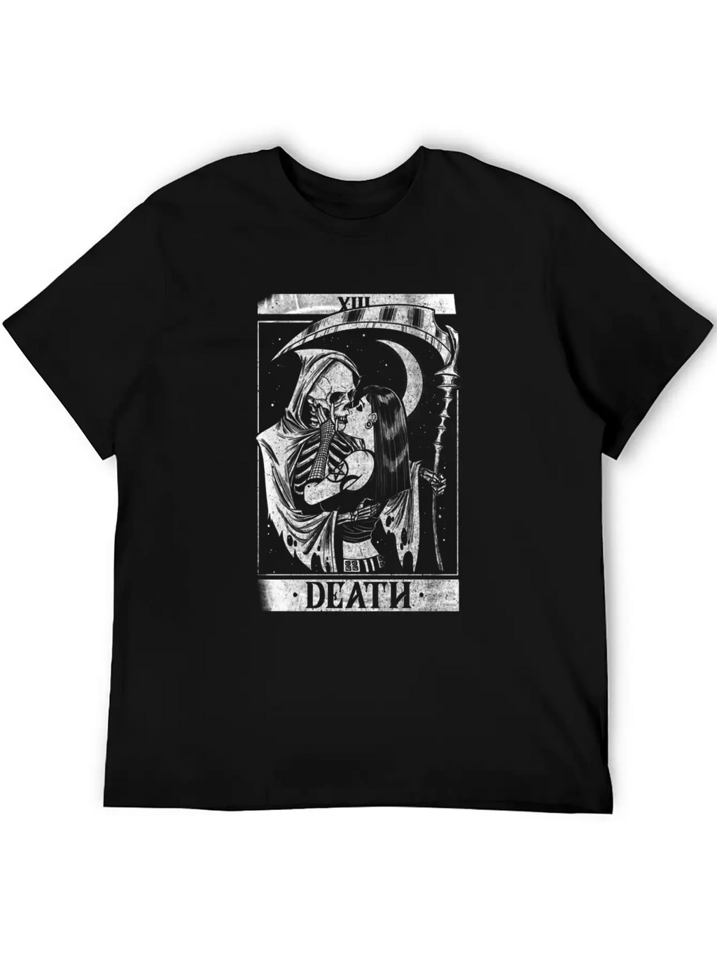 Blackcraft Death The Grim Reaper Kiss Tarot Card Unisex Short Sleeve Soft Cotton T-Shirt – Casual Everyday Wear