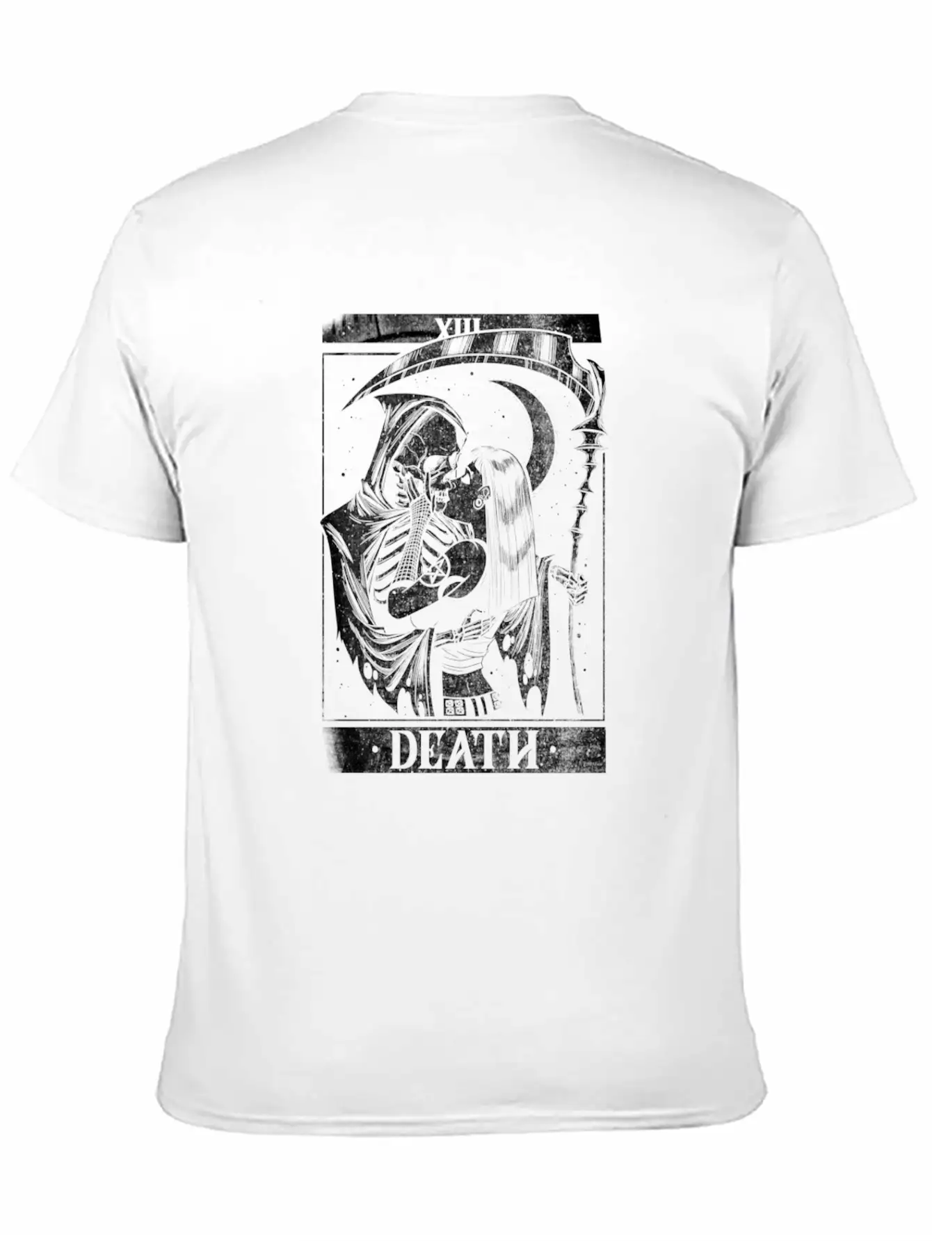 Blackcraft Death The Grim Reaper Kiss Tarot Card Unisex Short Sleeve Soft Cotton T-Shirt – Casual Everyday Wear