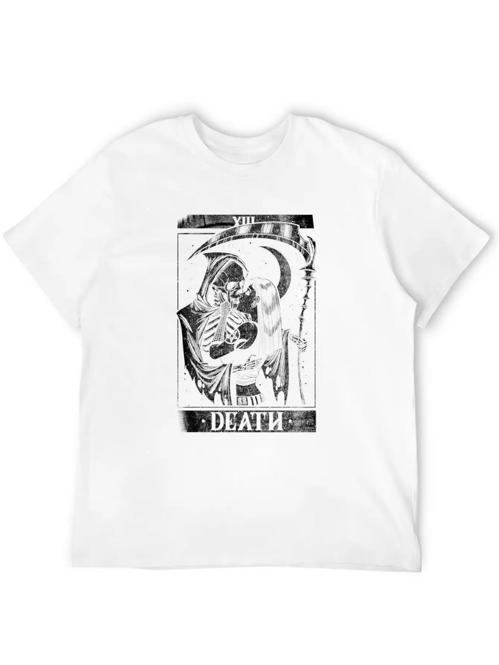 Blackcraft Death The Grim Reaper Kiss Tarot Card Unisex Short Sleeve Soft Cotton T-Shirt – Casual Everyday Wear