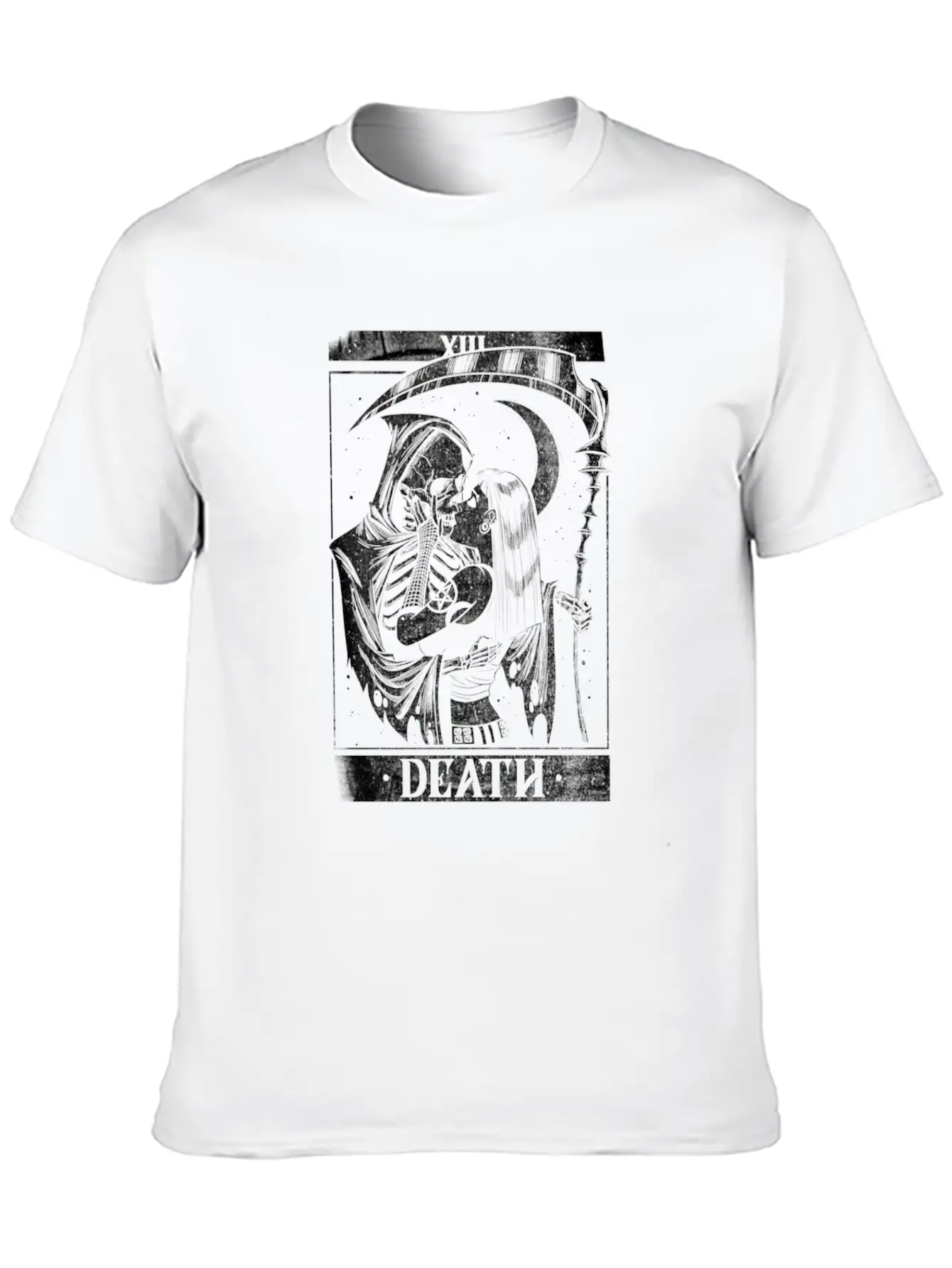 Blackcraft Death The Grim Reaper Kiss Tarot Card Unisex Short Sleeve Soft Cotton T-Shirt – Casual Everyday Wear