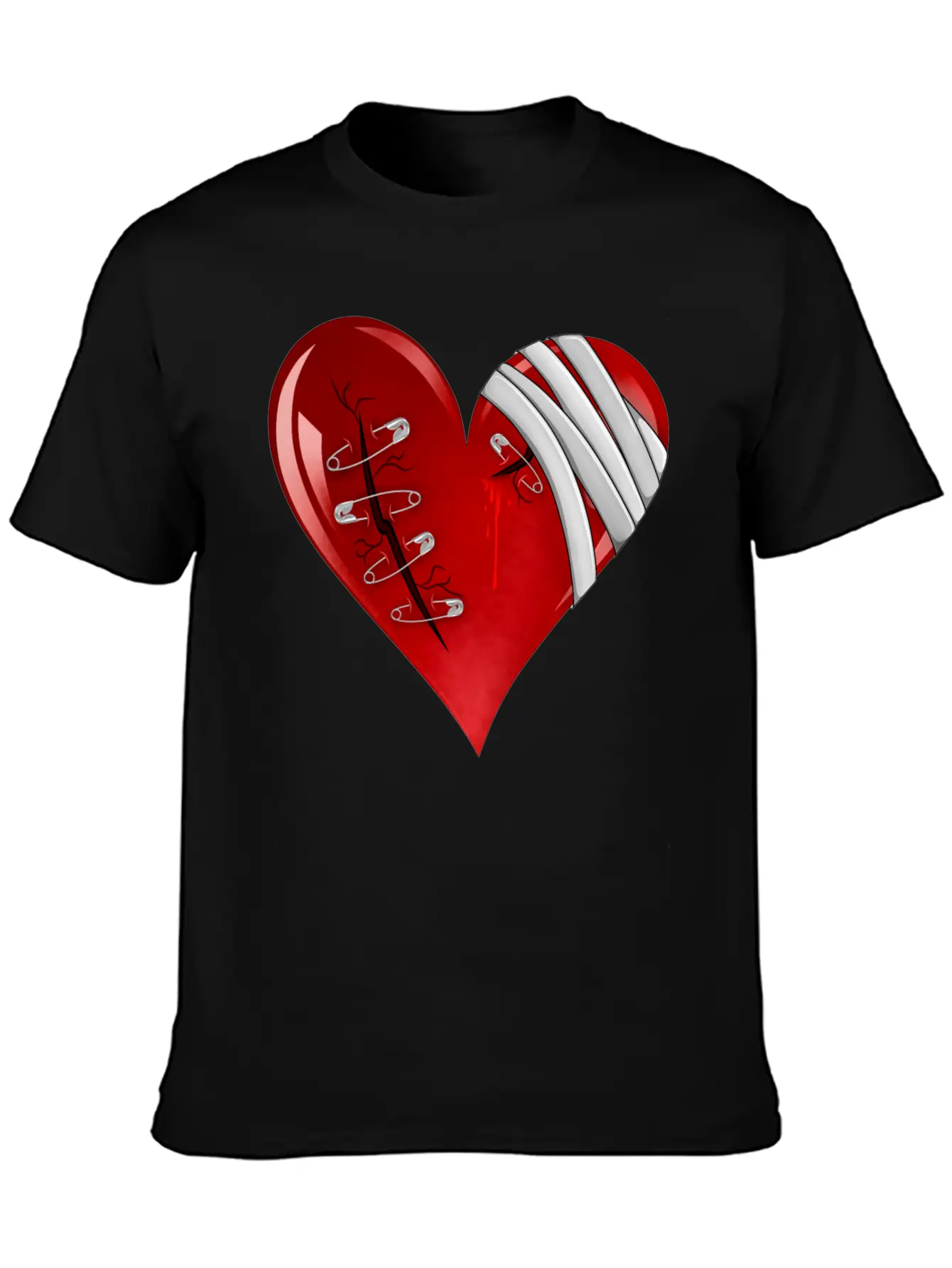 Bleeding Cut Open Broken Heart Valentine Unisex Short Sleeve Soft Cotton T-Shirt – Casual Everyday Wear