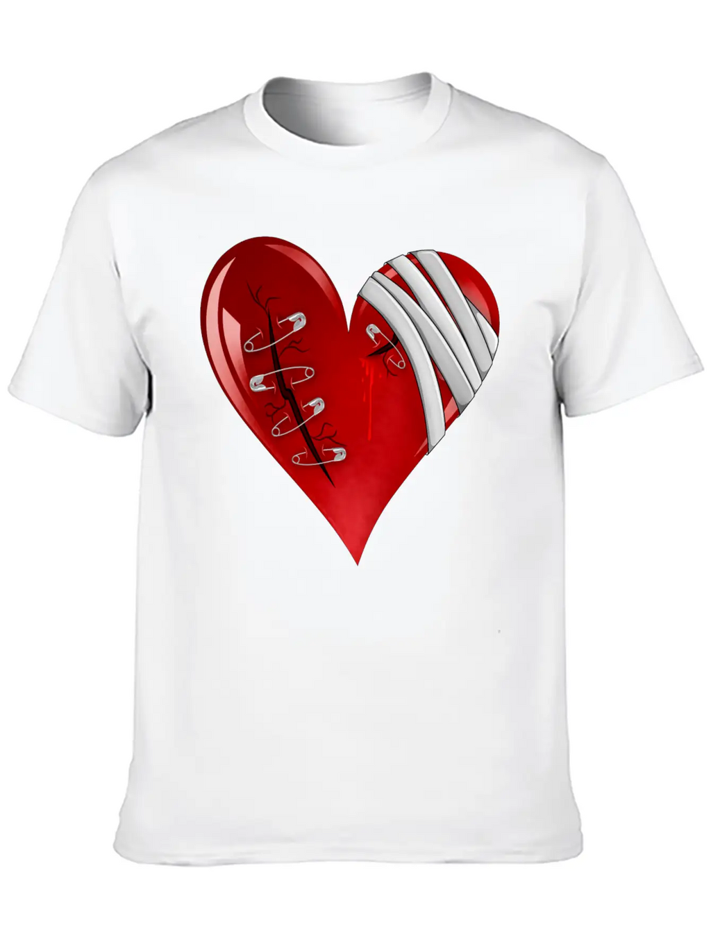 Bleeding Cut Open Broken Heart Valentine Unisex Short Sleeve Soft Cotton T-Shirt – Casual Everyday Wear
