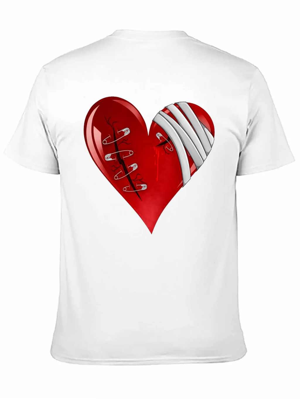 Bleeding Cut Open Broken Heart Valentine Unisex Short Sleeve Soft Cotton T-Shirt – Casual Everyday Wear