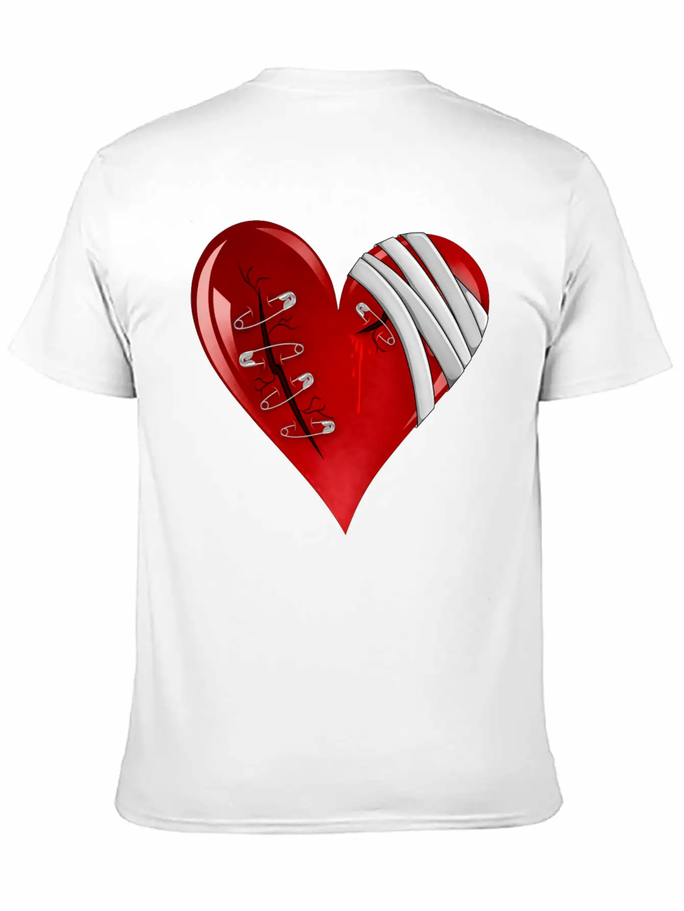 Bleeding Cut Open Broken Heart Valentine Unisex Short Sleeve Soft Cotton T-Shirt – Casual Everyday Wear