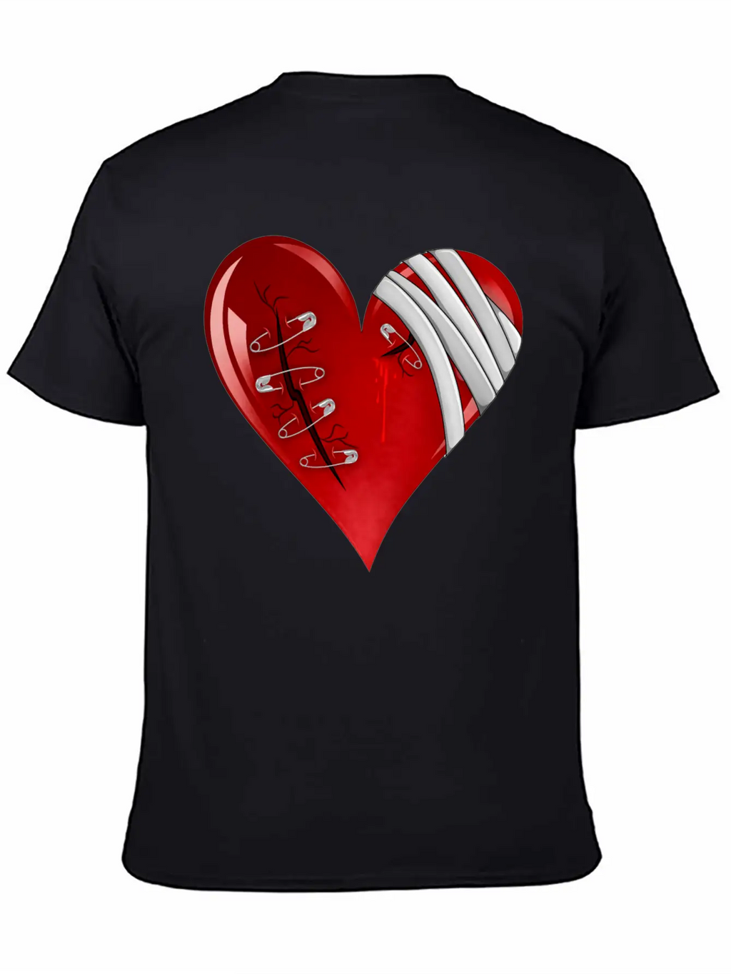 Bleeding Cut Open Broken Heart Valentine Unisex Short Sleeve Soft Cotton T-Shirt – Casual Everyday Wear