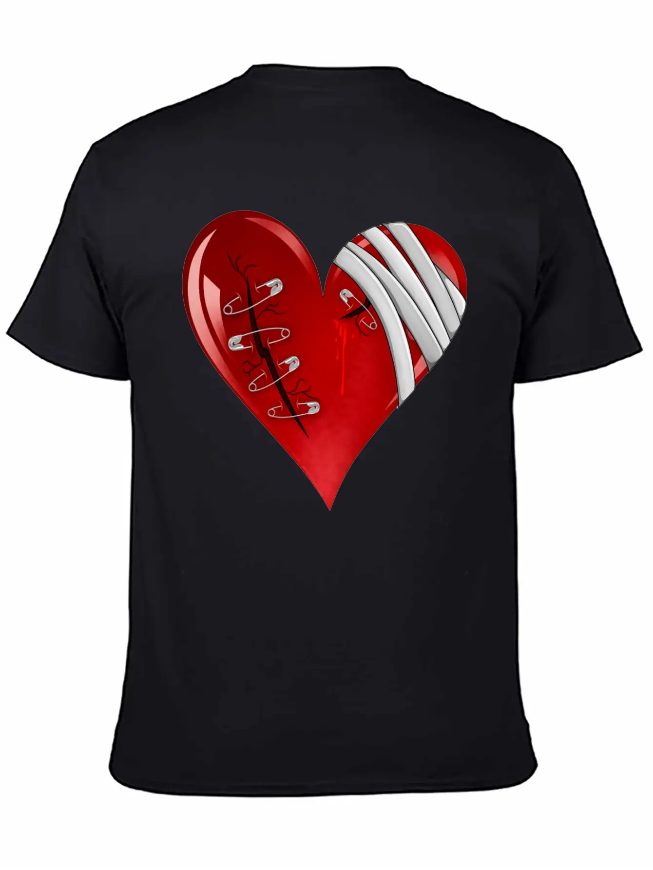 Bleeding Cut Open Broken Heart Valentine Unisex Short Sleeve Soft Cotton T-Shirt – Casual Everyday Wear