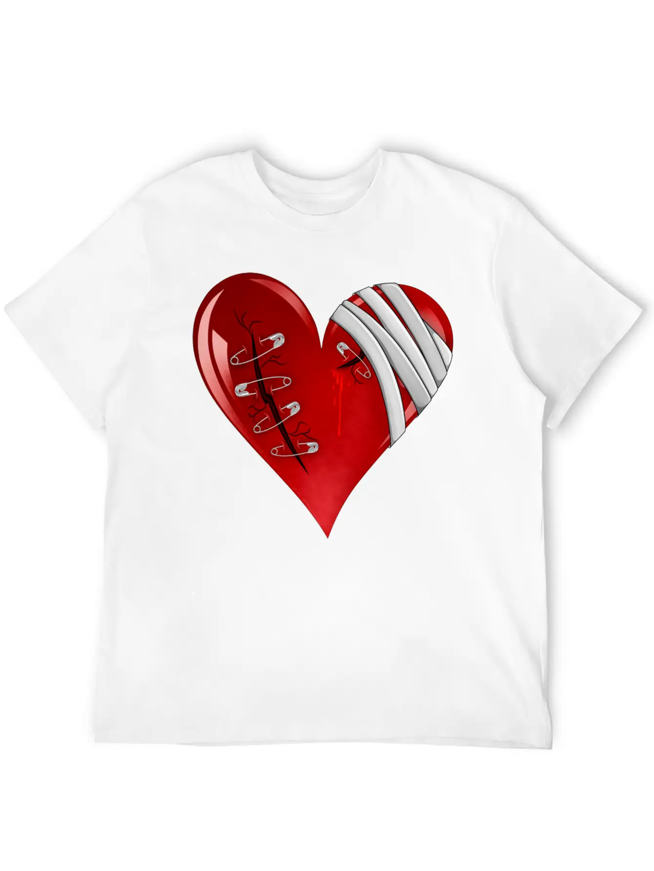 Bleeding Cut Open Broken Heart Valentine Unisex Short Sleeve Soft Cotton T-Shirt – Casual Everyday Wear