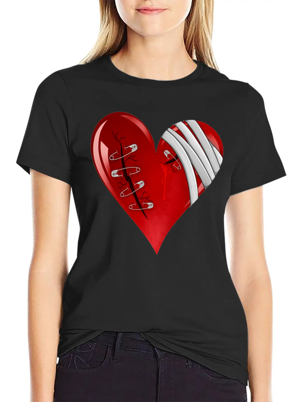 Bleeding Cut Open Broken Heart Valentine Unisex Short Sleeve Soft Cotton T-Shirt – Casual Everyday Wear