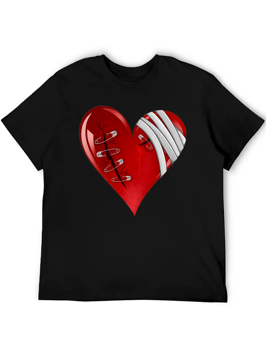Bleeding Cut Open Broken Heart Valentine Unisex Short Sleeve Soft Cotton T-Shirt – Casual Everyday Wear