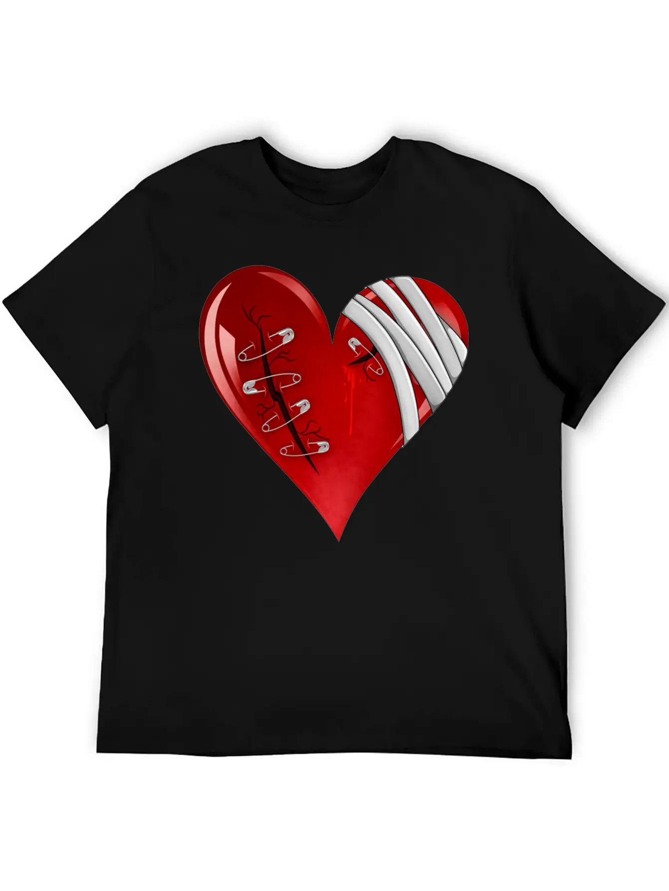 Bleeding Cut Open Broken Heart Valentine Unisex Short Sleeve Soft Cotton T-Shirt – Casual Everyday Wear