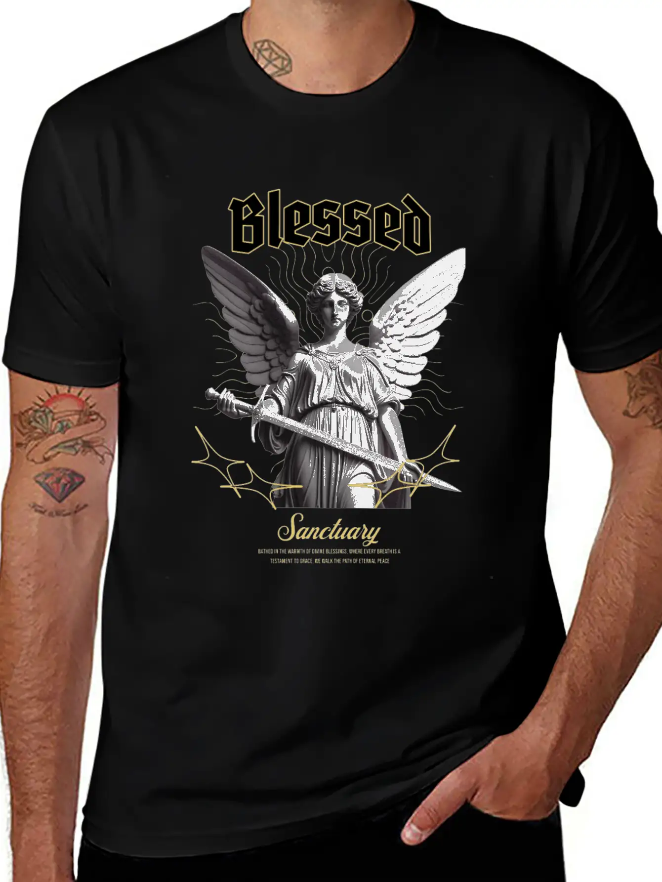"Blessed Sanctuary" - Powerful Streetwear Design Breathable Soft Cotton T-Shirt – Timeless Casual Look