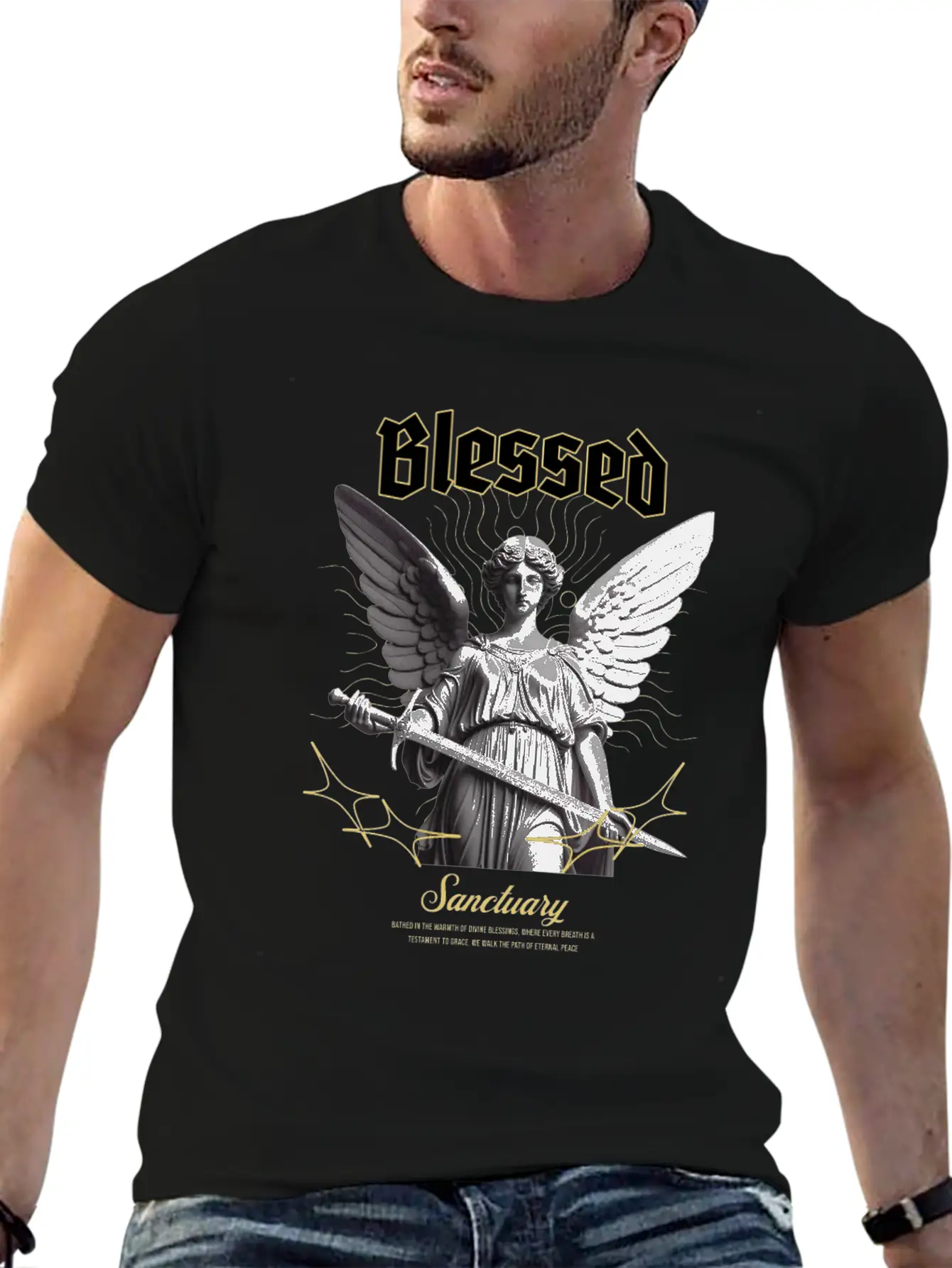 "Blessed Sanctuary" - Powerful Streetwear Design Breathable Soft Cotton T-Shirt – Timeless Casual Look