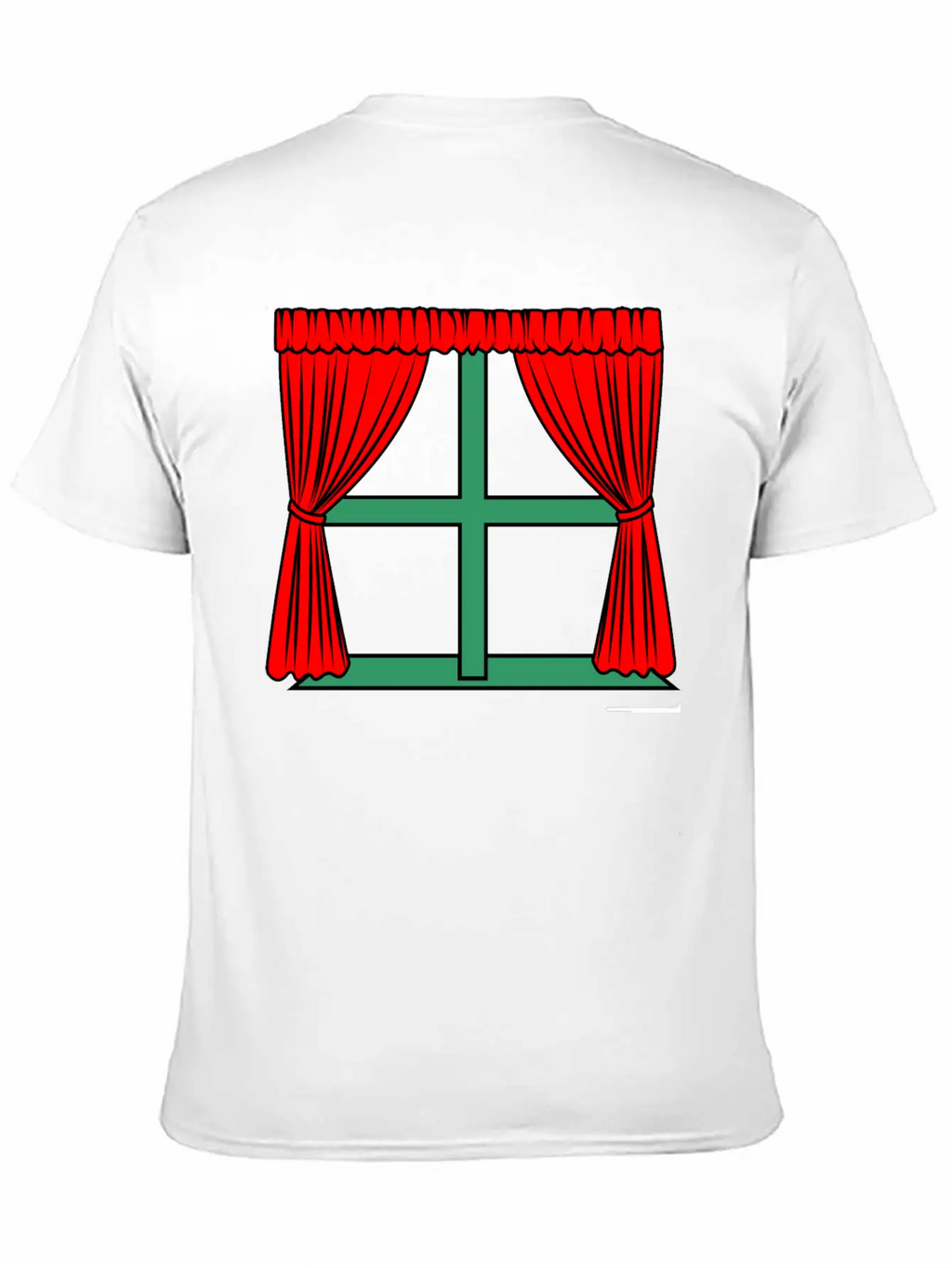 Blinds Red Curtains Green Window Frame Stylish Everyday T-Shirt – Unisex Basic Cotton Tee