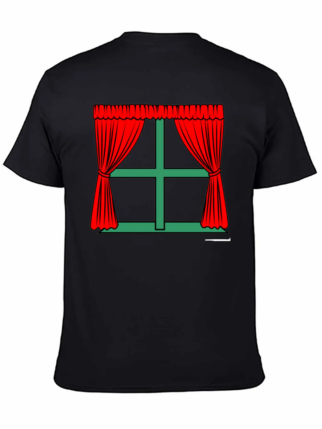 Blinds Red Curtains Green Window Frame Stylish Everyday T-Shirt – Unisex Basic Cotton Tee
