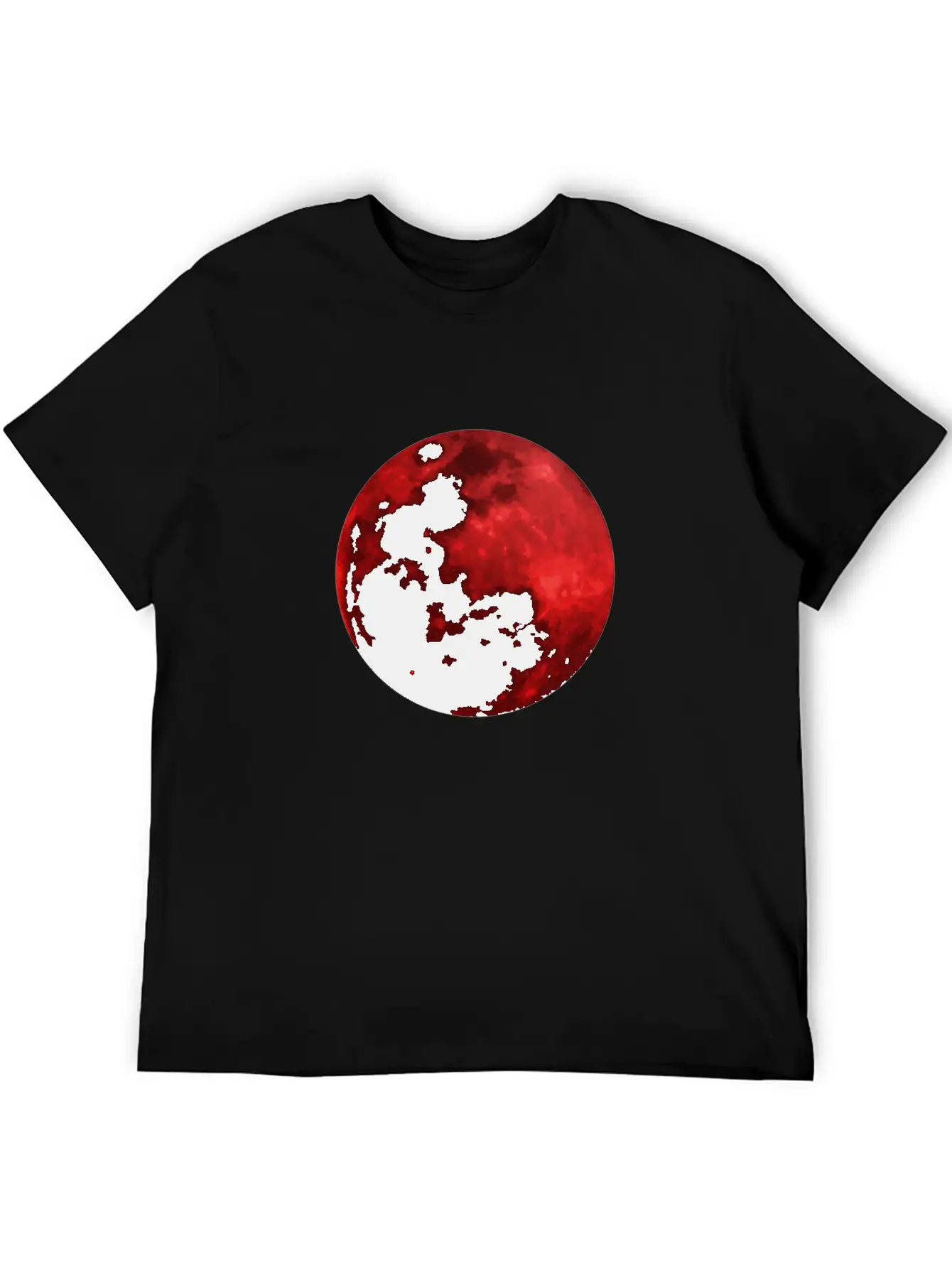 Blood Moon - Space - Graphic Realistic Unisex Short Sleeve Soft Cotton T-Shirt – Casual Everyday Wear