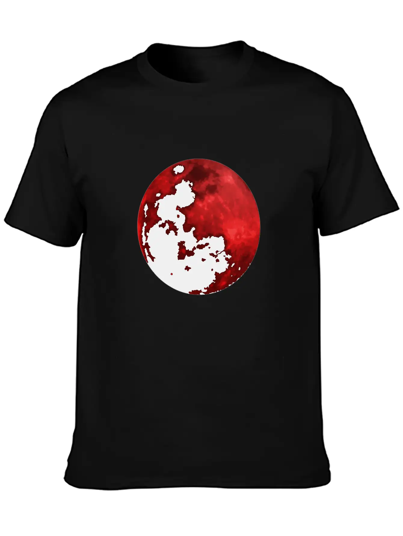 Blood Moon - Space - Graphic Realistic Unisex Short Sleeve Soft Cotton T-Shirt – Casual Everyday Wear