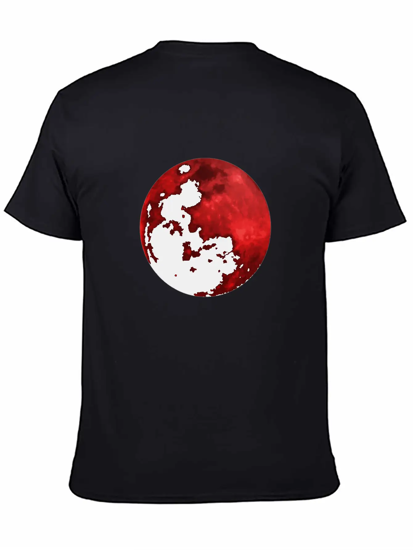 Blood Moon - Space - Graphic Realistic Unisex Short Sleeve Soft Cotton T-Shirt – Casual Everyday Wear