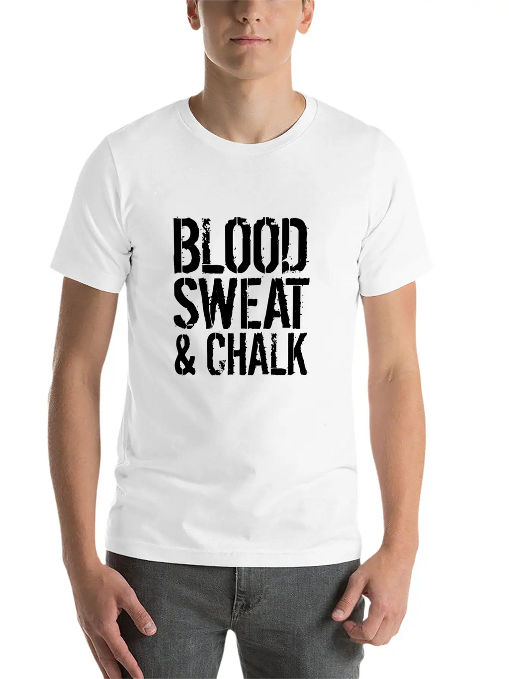 Blood Sweat Chalk Fun Athlete Gift Idea Unisex Short Sleeve Soft Cotton T-Shirt – Casual Everyday Wear