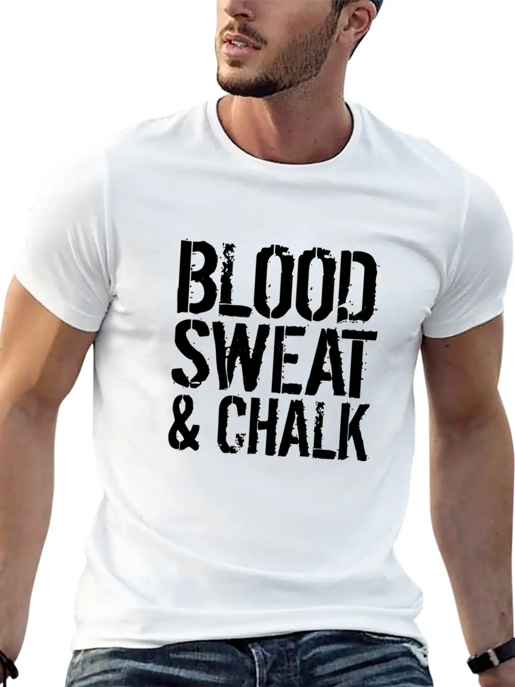 Blood Sweat Chalk Fun Athlete Gift Idea Unisex Short Sleeve Soft Cotton T-Shirt – Casual Everyday Wear