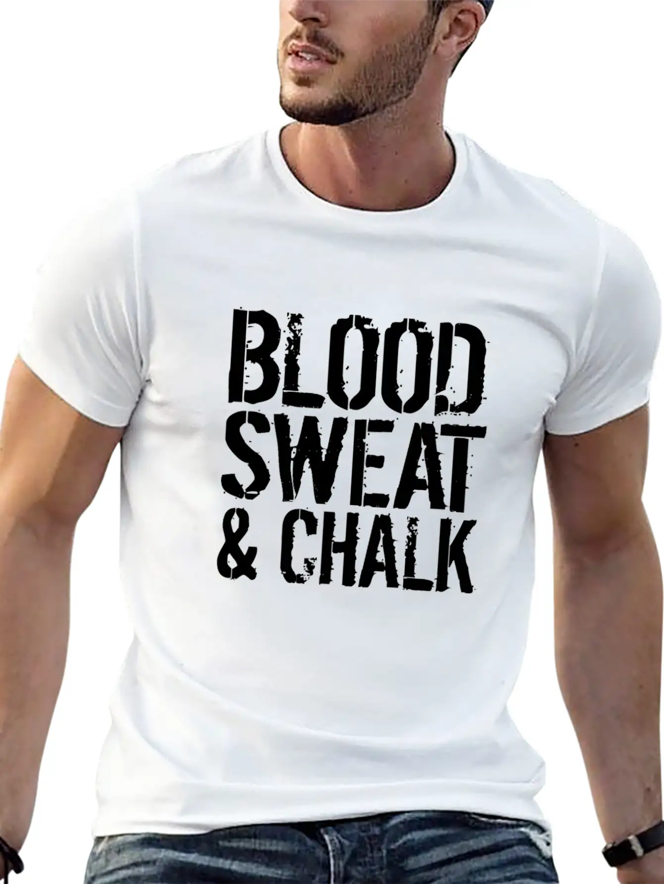 Blood Sweat Chalk Fun Athlete Gift Idea Unisex Short Sleeve Soft Cotton T-Shirt – Casual Everyday Wear