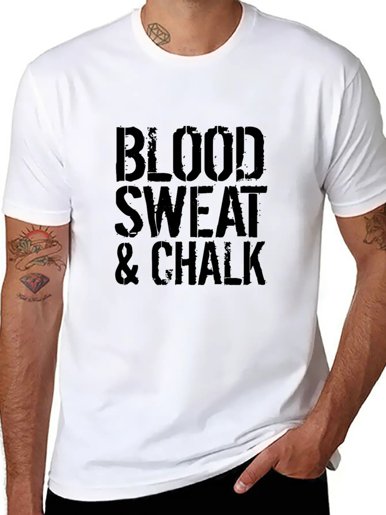 Blood Sweat Chalk Fun Athlete Gift Idea Unisex Short Sleeve Soft Cotton T-Shirt – Casual Everyday Wear