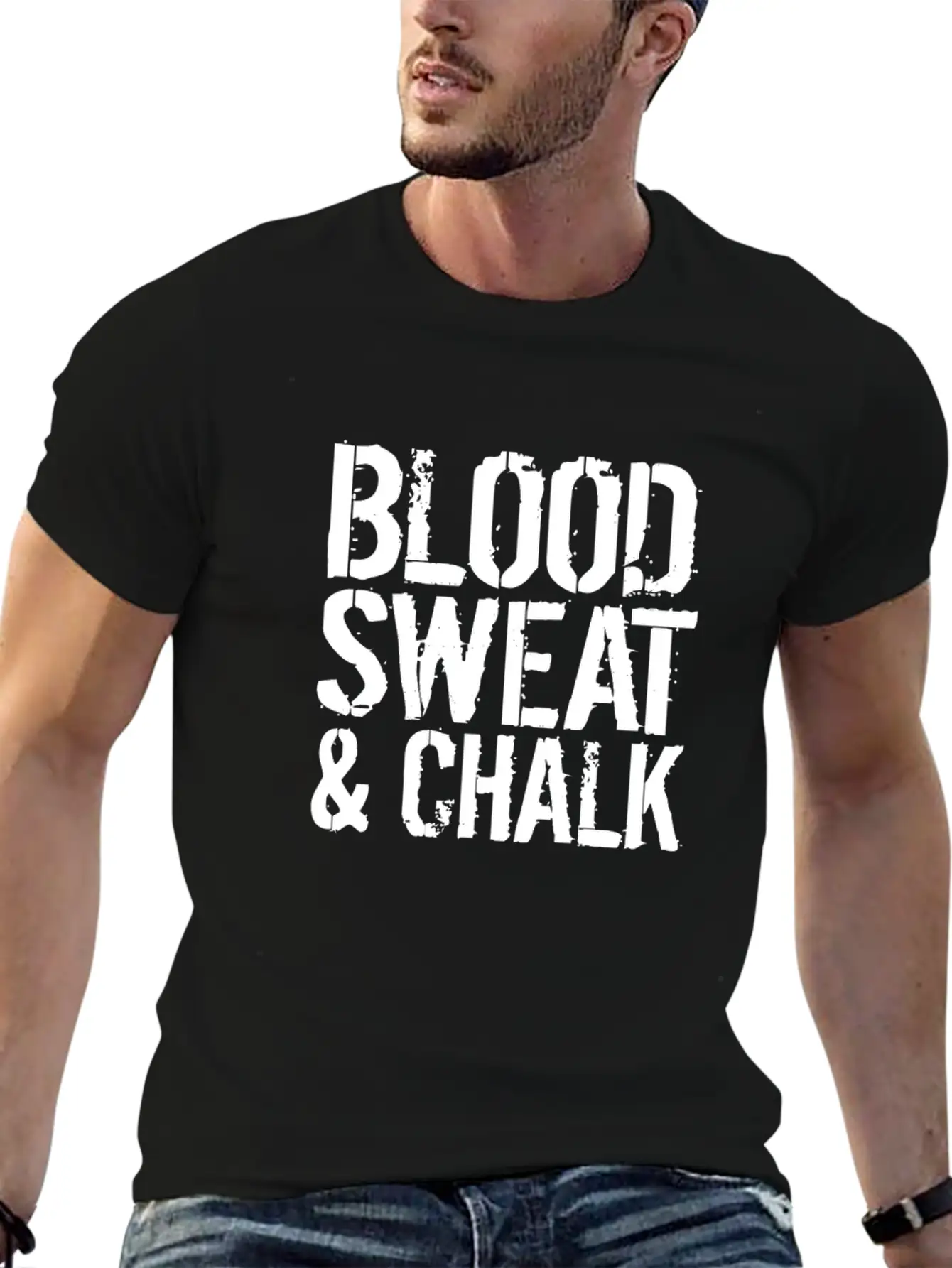Blood Sweat Chalk Fun Athlete Gift Idea Unisex Short Sleeve Soft Cotton T-Shirt – Casual Everyday Wear