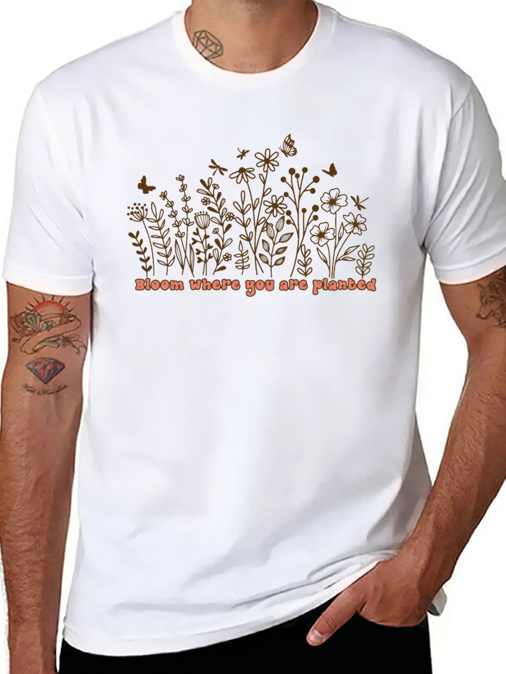 BLOOM WHERE YOU ARE PLANTED Stylish Everyday T-Shirt – Unisex Basic Cotton Tee