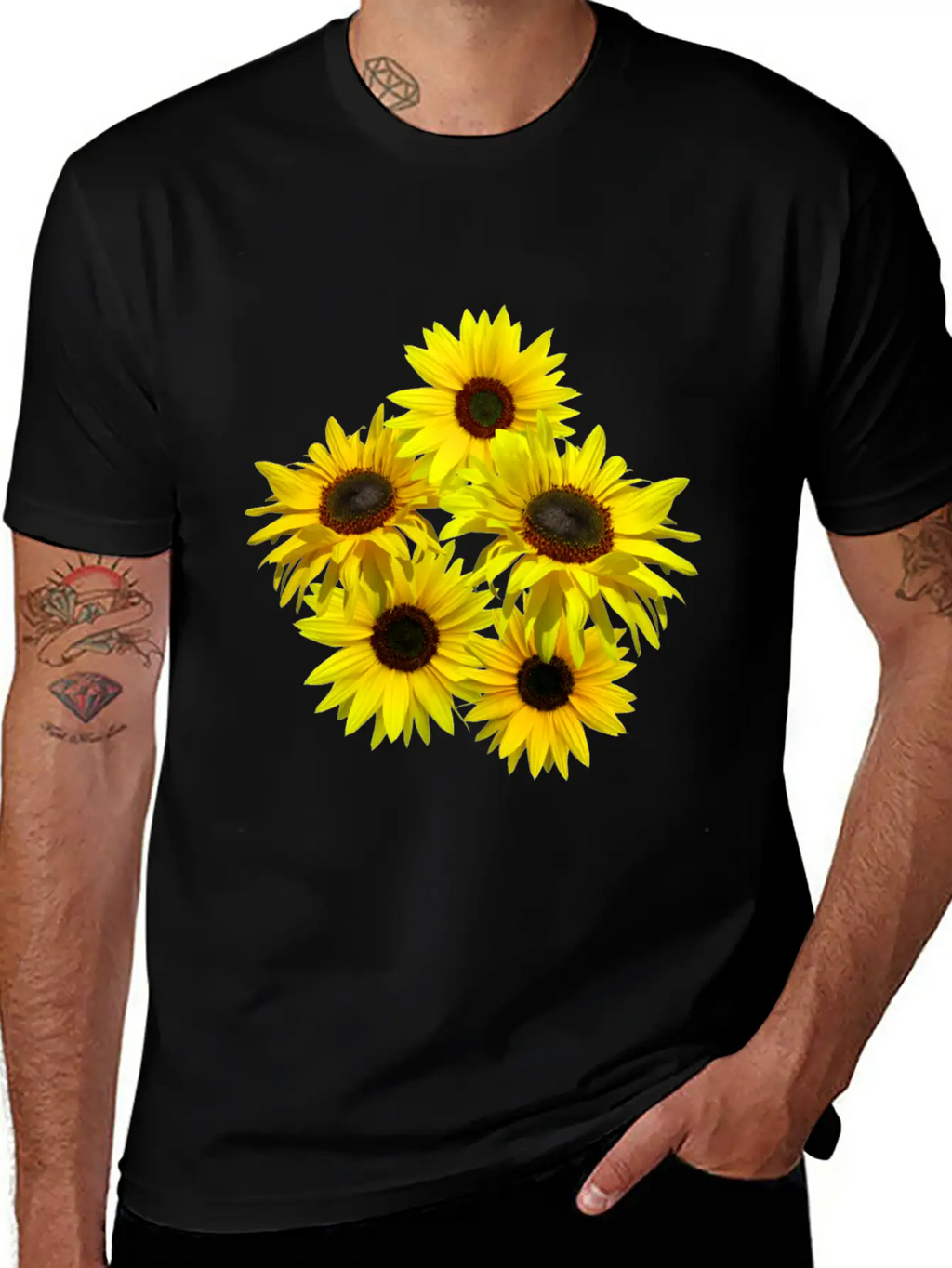 Blooming Sunflowers Sunflower Bunch Flowers Blooms Casual Graphic T-Shirt – Simple And Comfortable Daily Wear