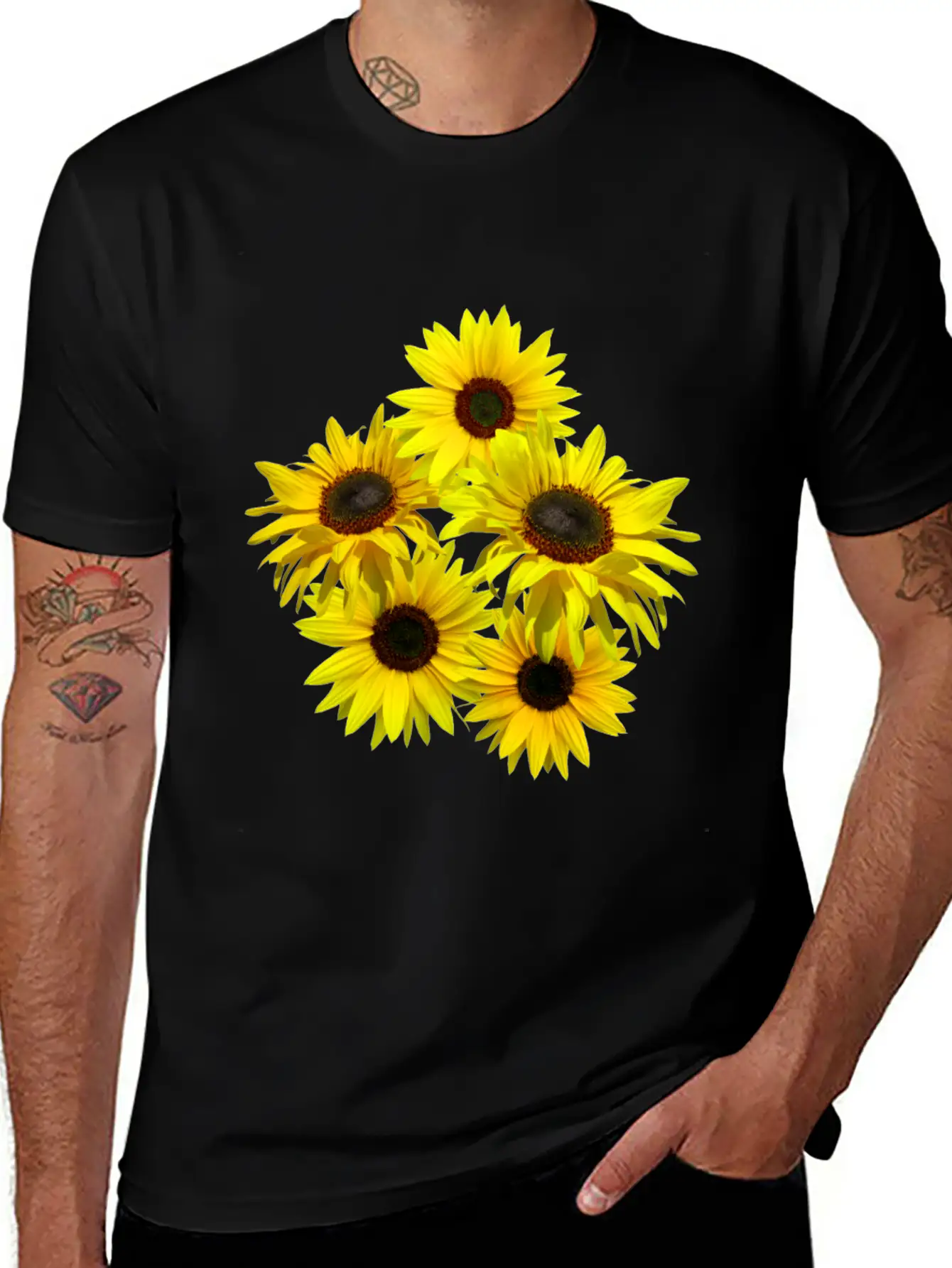 Blooming Sunflowers Sunflower Bunch Flowers Blooms Casual Graphic T-Shirt – Simple And Comfortable Daily Wear