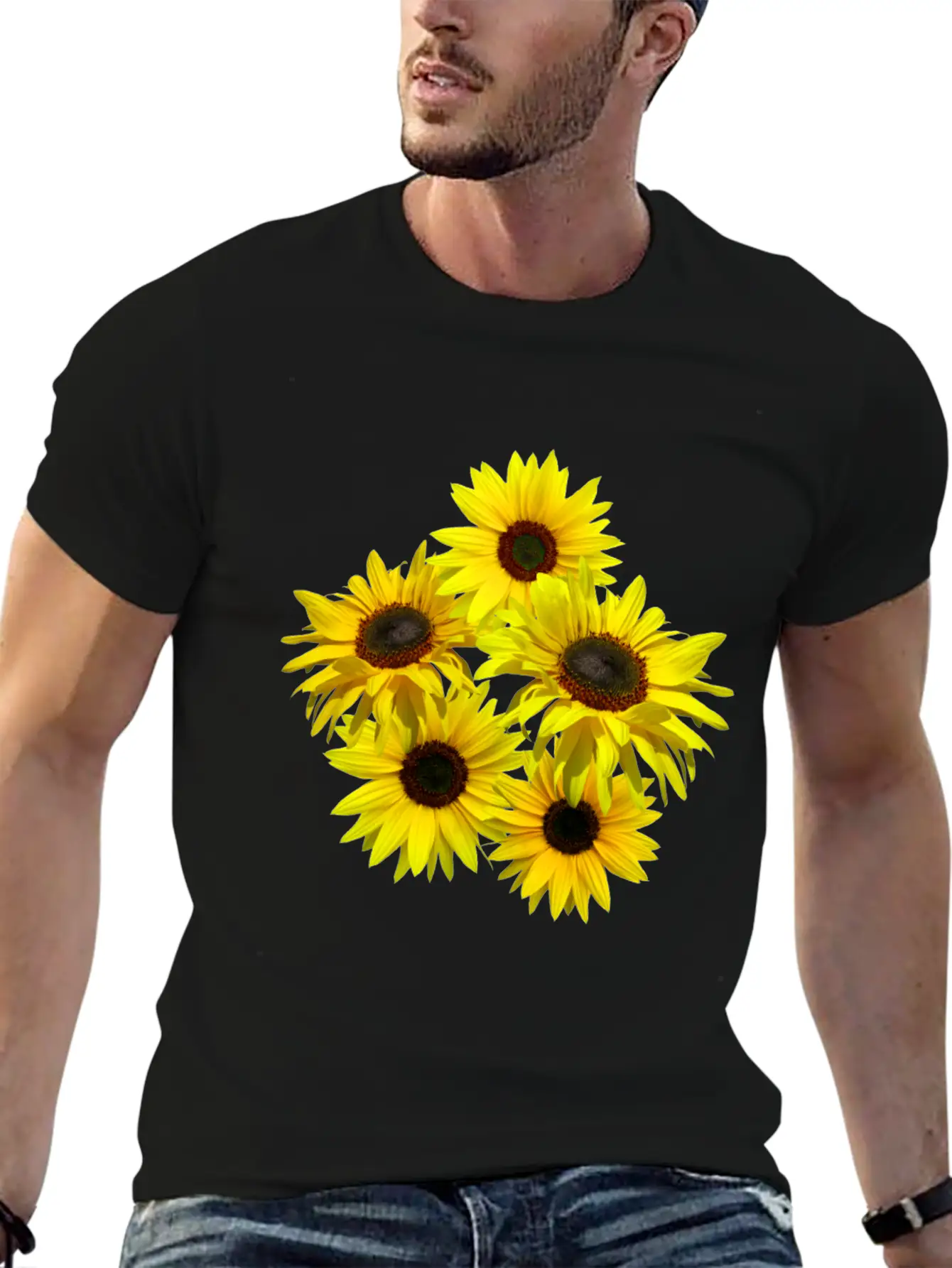 Blooming Sunflowers Sunflower Bunch Flowers Blooms Casual Graphic T-Shirt – Simple And Comfortable Daily Wear